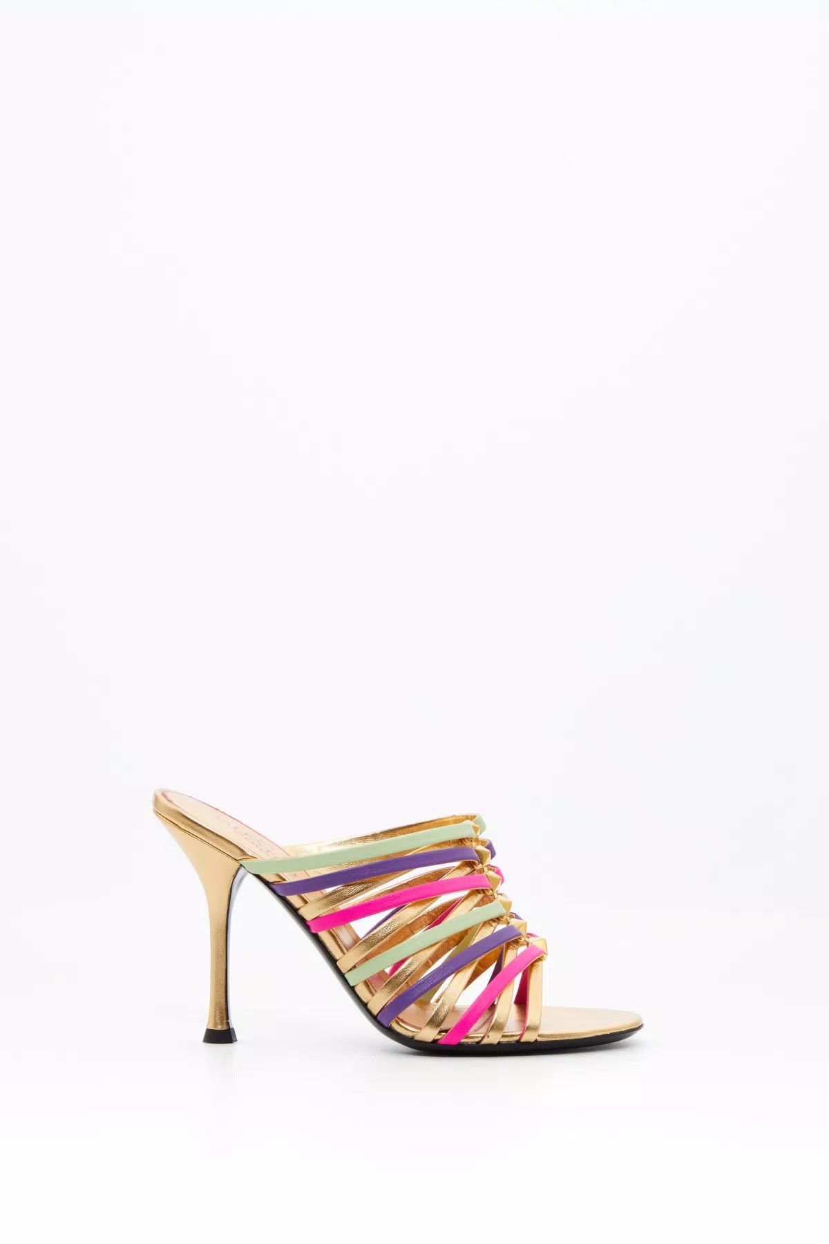 o1s1wg111125 Strappy 100mm Stiletto Mules in Multicolor