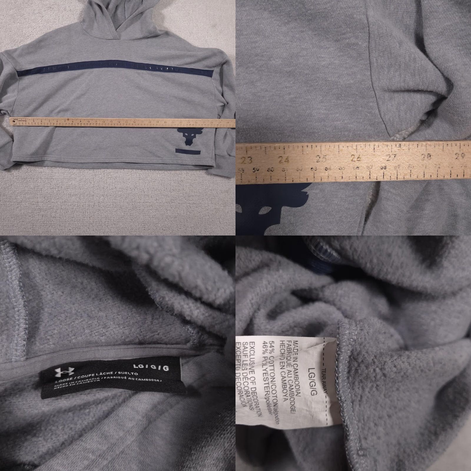 Under Armour VINTAGE Under Armour Hoodie Sweatshirt Womens Large Gray Project Rock Crop Bull Loose Size L / US 10 / IT 46 - 8 Thumbnail