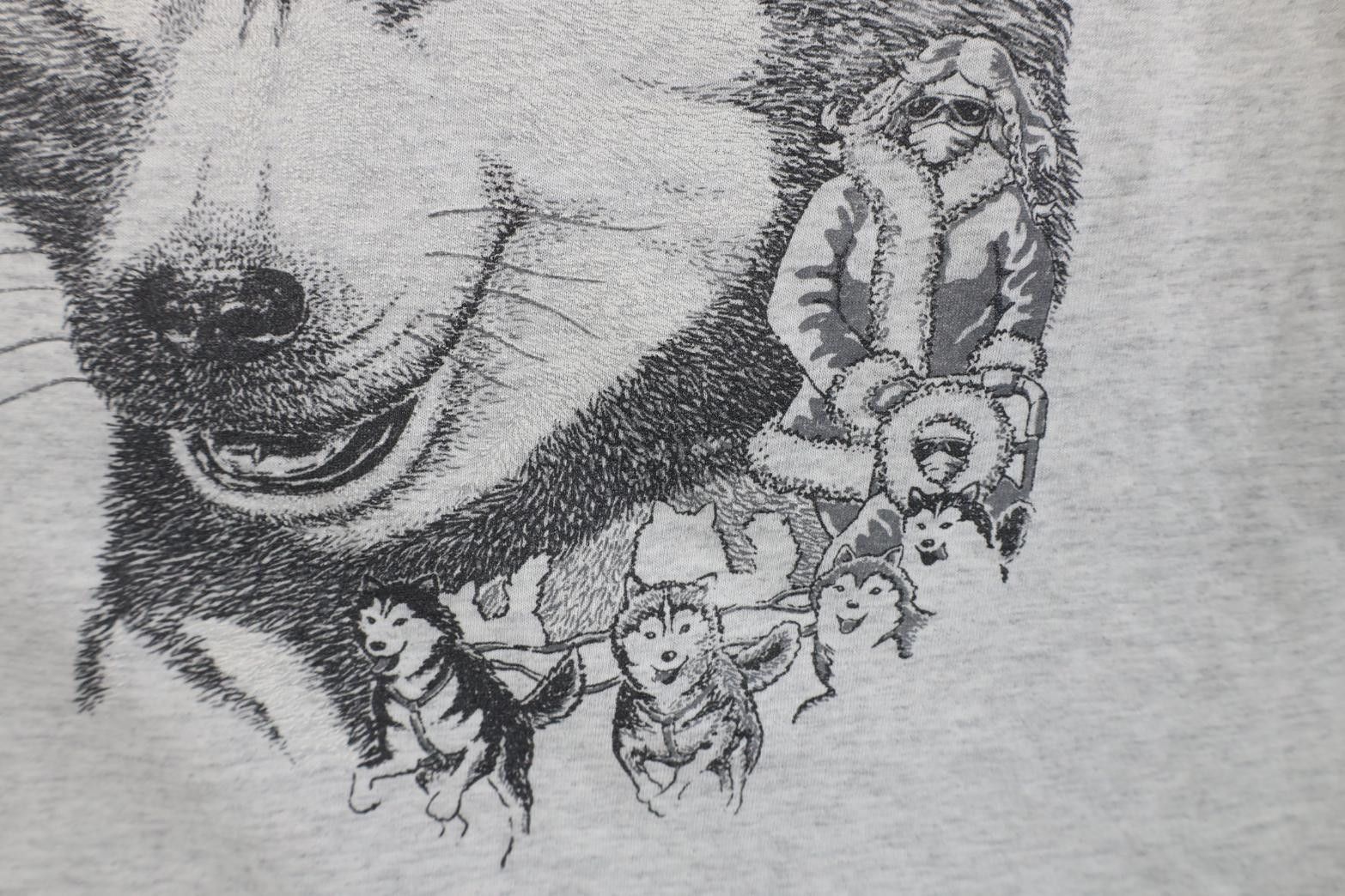 Vintage Vintage 90s Alaskan Husky Dog Racing Sled T-Shirt Gray USA Size US L / EU 52-54 / 3 - 6 Thumbnail
