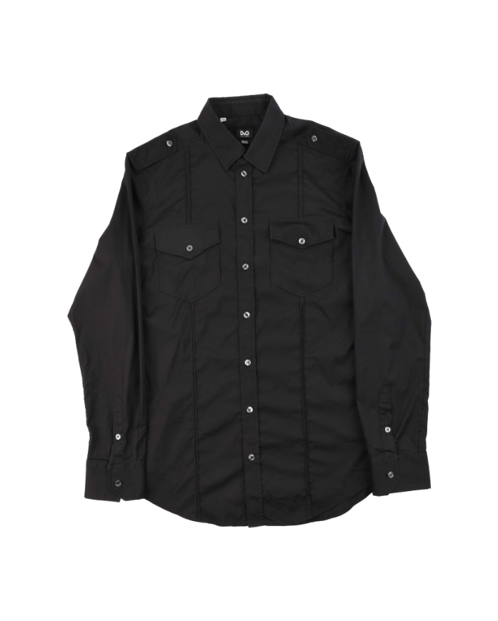 Dolce & Gabbana D&G Dolce & Gabbana Brad Black Military Shirt Epaulettes L Size US L / EU 52-54 / 3 - 1 Thumbnail