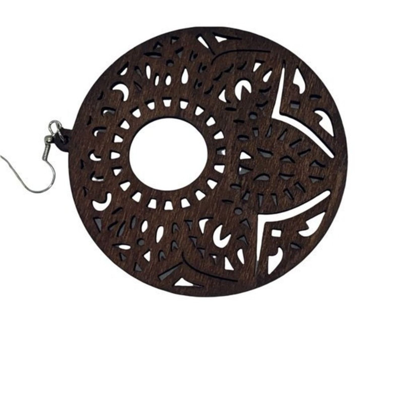 Other NWT Brown Wood Perforated Laser-Cut Out Dangle Earrings Size ONE SIZE - 5 Thumbnail