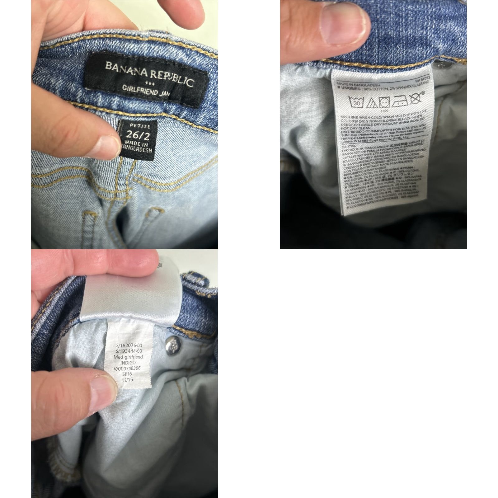 Banana Republic VINTAGE Banana Republic Girlfriend Jeans Medium Wash Distressed 26P Petite Blue 26" Inseam Womens Size 26" / US 2 / IT 38 - 9 Thumbnail