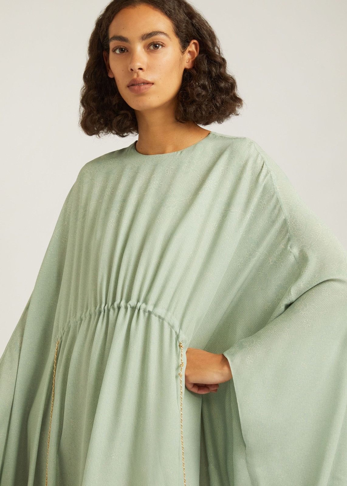 Loro Piana o1srvl11e0824 Savannah Floral Midi Dress in Light Green Size M / US 6-8 / IT 42-44 - 5 Thumbnail