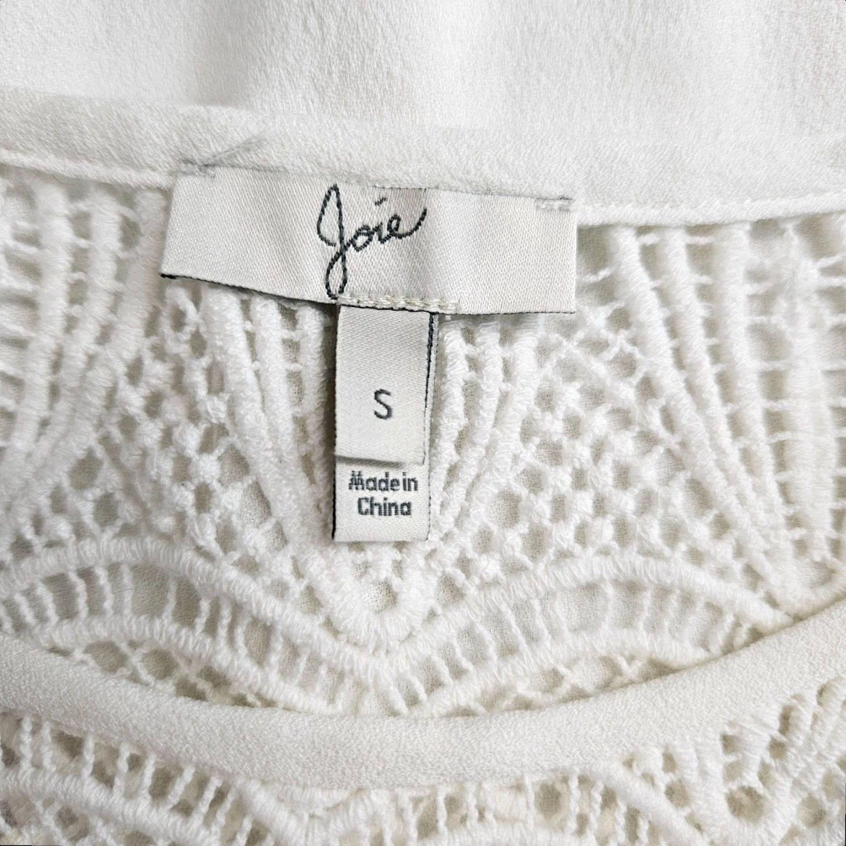 Joie JOIE Womens Blouse Shirt Sz S Solid White Crochet Lace Long Sleeve Viscose Size S / US 4 / IT 40 - 6 Thumbnail