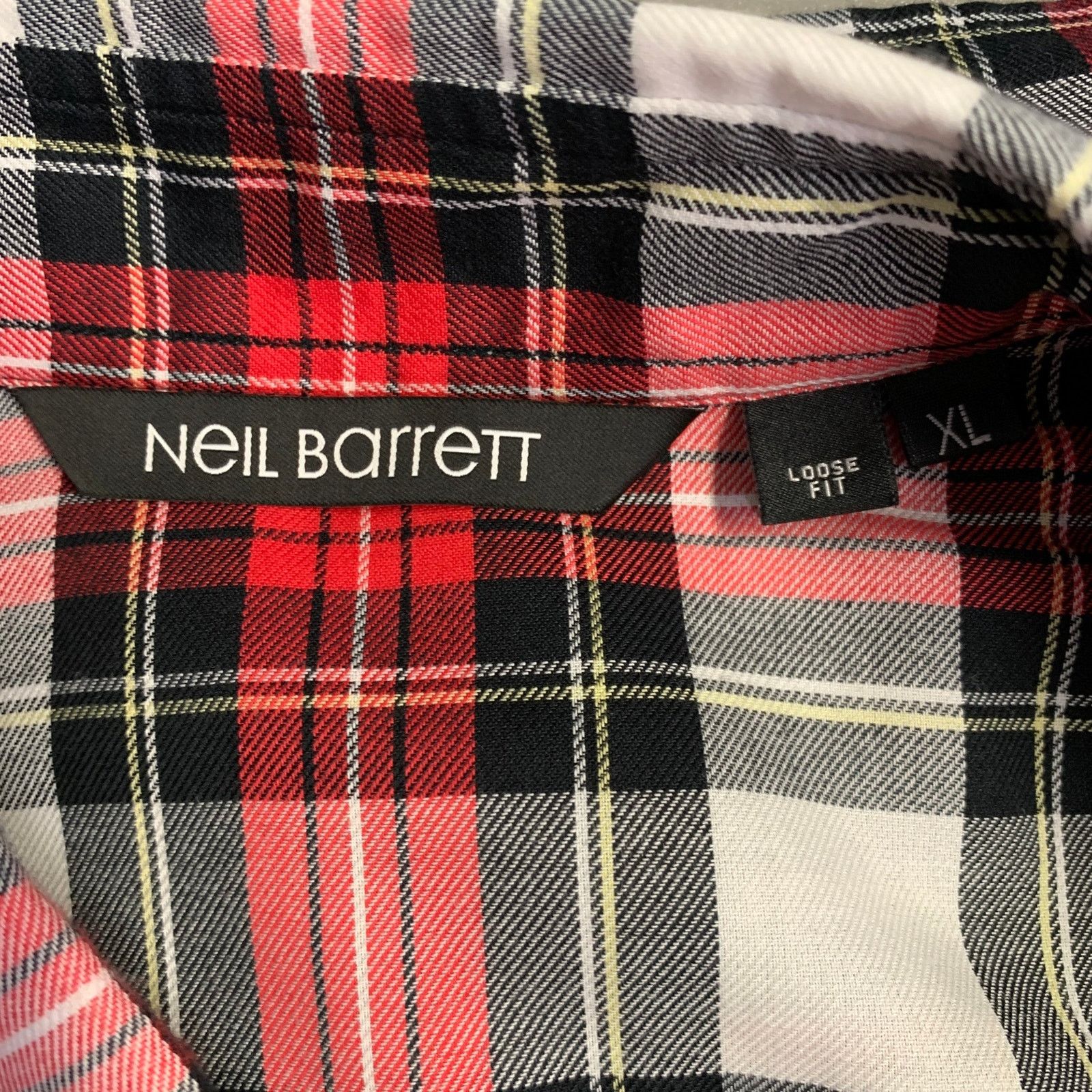 Neil Barrett NEIL BARRETT Red Black White Plaid Cotton Short Sleeve Shirt Size US XL / EU 56 / 4 - 6 Thumbnail