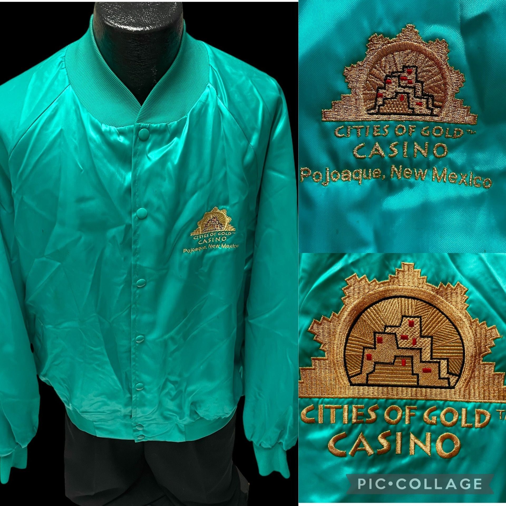 Other Vtg West Ark SHINY Teal Bomber Cities of Gold Casino Jacket Size US XXL / EU 58 / 5 - 1 Thumbnail