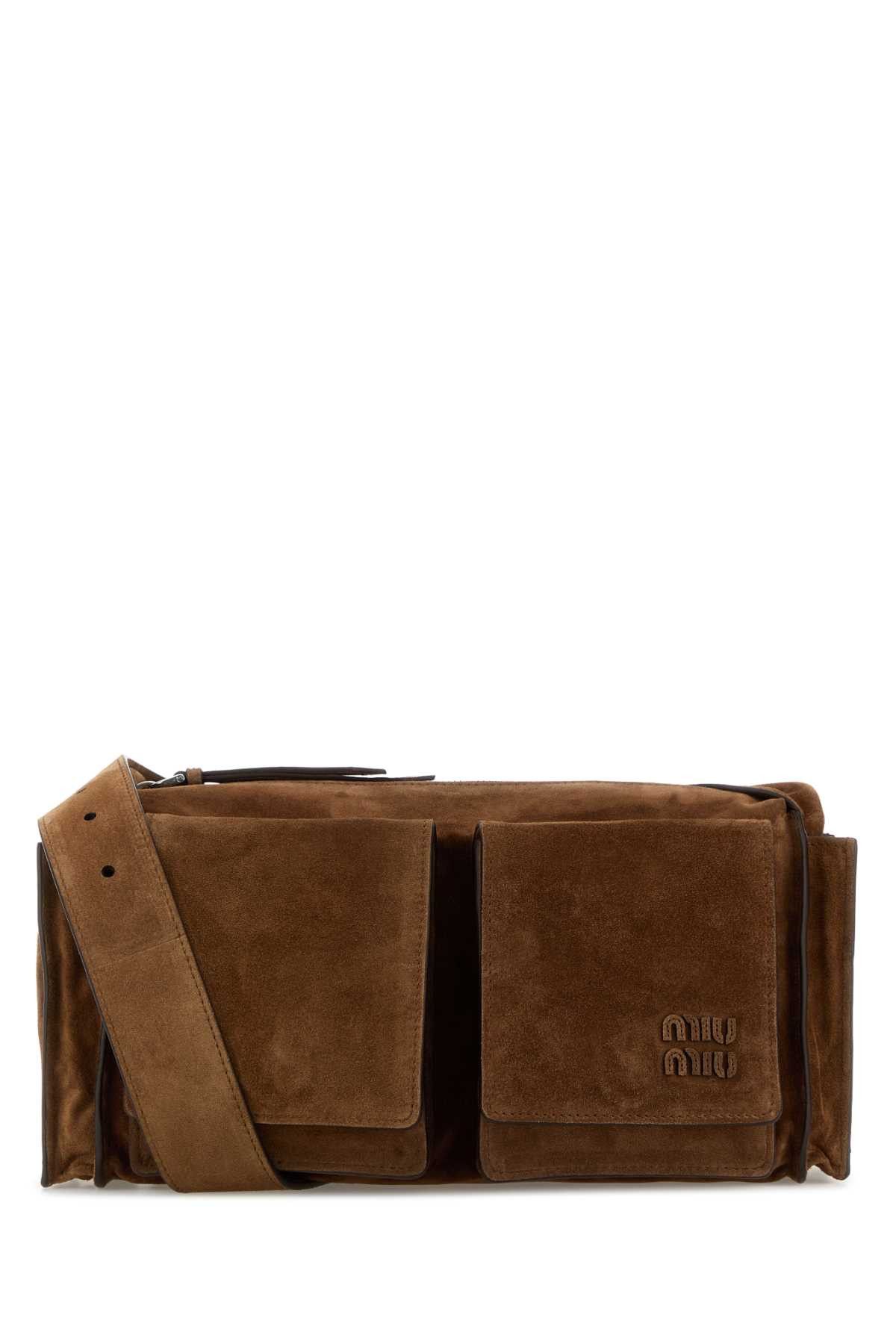 Miu Miu Brown Suede Utilitaire Crossbody Bag Size ONE SIZE - 1 Thumbnail