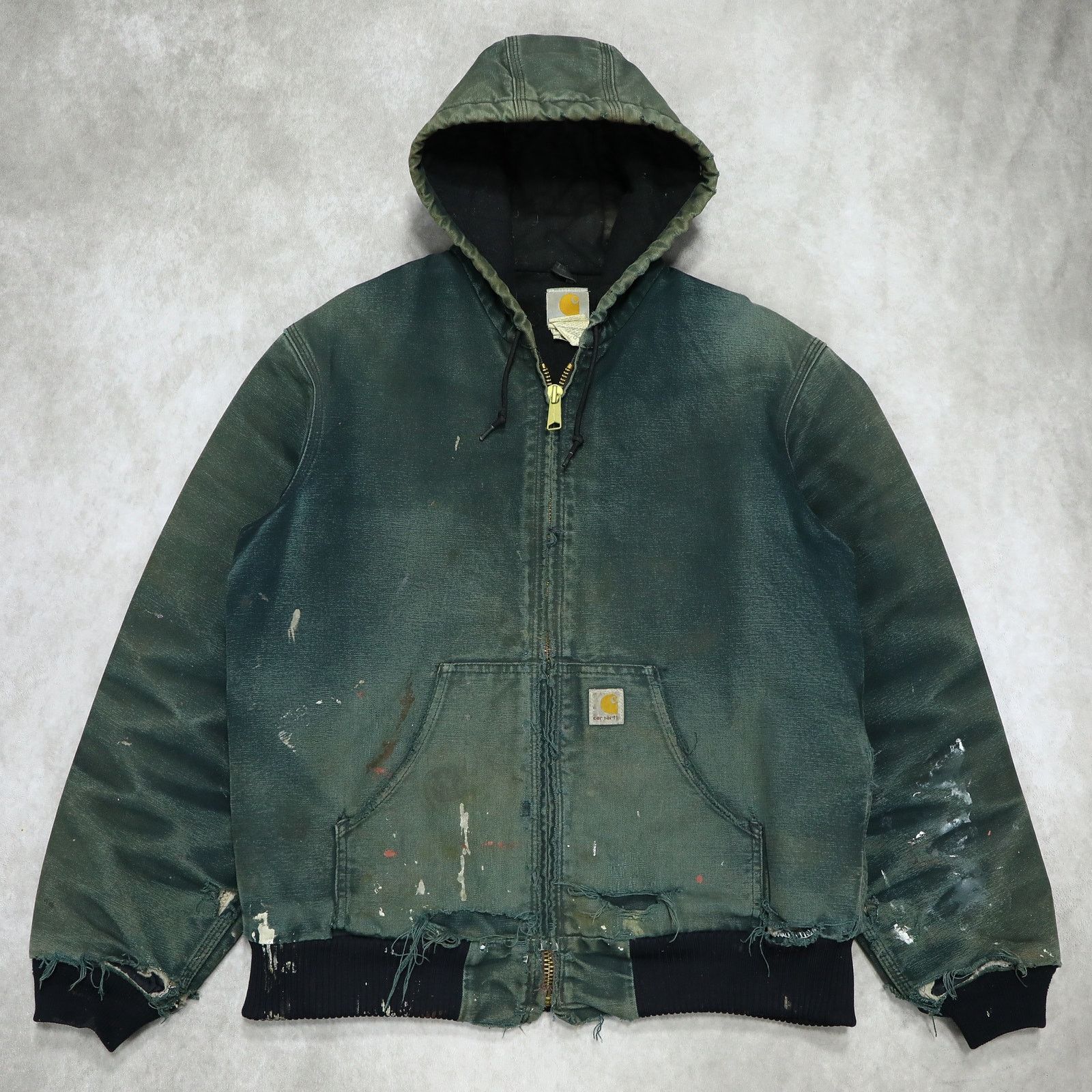Carhartt Vintage Thrashed Carhartt Faded Black Hooded Jacket Size US M / EU 48-50 / 2 - 1 Thumbnail