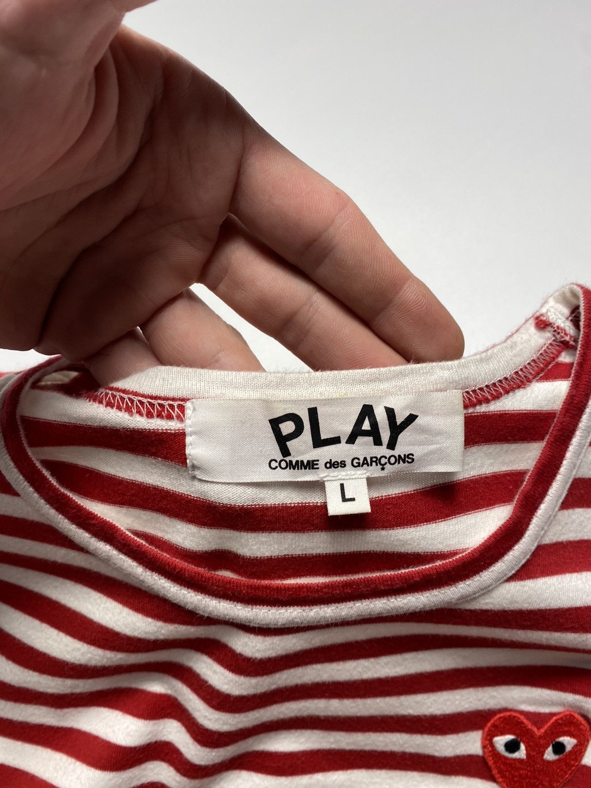 Comme des Garcons × Comme des Garcons PLAY × Japanese Brand Comme Des Garçons Play Striped Logo Long Sleeve Shirt Size L / US 10 / IT 46 - 6 Thumbnail