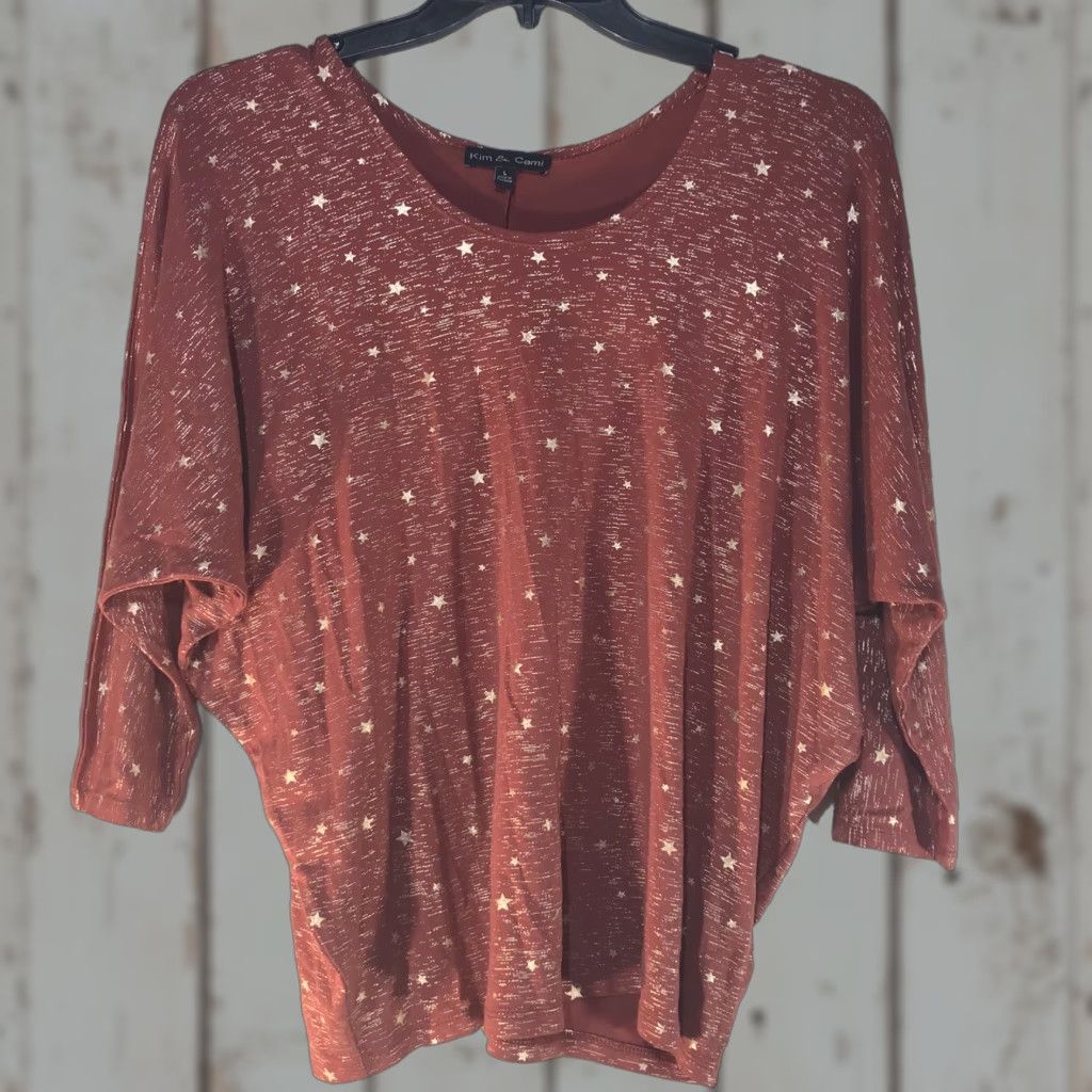 Vintage Kim & Cami Rose Stars Dolman 3/4 Sleeve Blouse Womens Size L Size L / US 10 / IT 46 - 1 Thumbnail