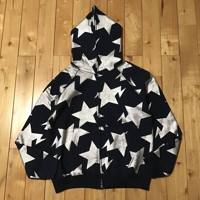 Bape Silver Foil BAPE Sta Full Zip Hoodie Navy a bathing ape star Size US S / EU 44-46 / 1 - 1 Thumbnail