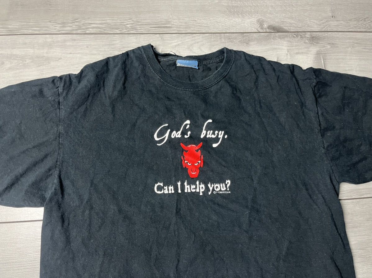 Band Tees Vintage God's Busy Can I Help You? Devil T-Shirt Size US XL / EU 56 / 4 - 3 Thumbnail