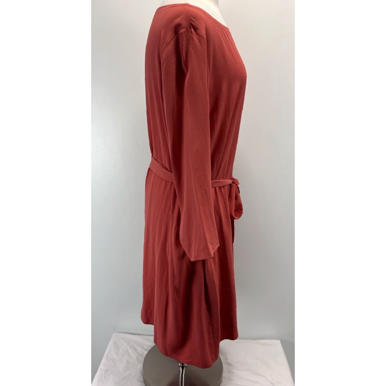 Eileen Fisher VINTAGE Eileen Fisher Dress Women’s XL Silk Coral Tie Belt Shift Minimalist Size XL / US 12-14 / IT 48-50 - 4 Thumbnail