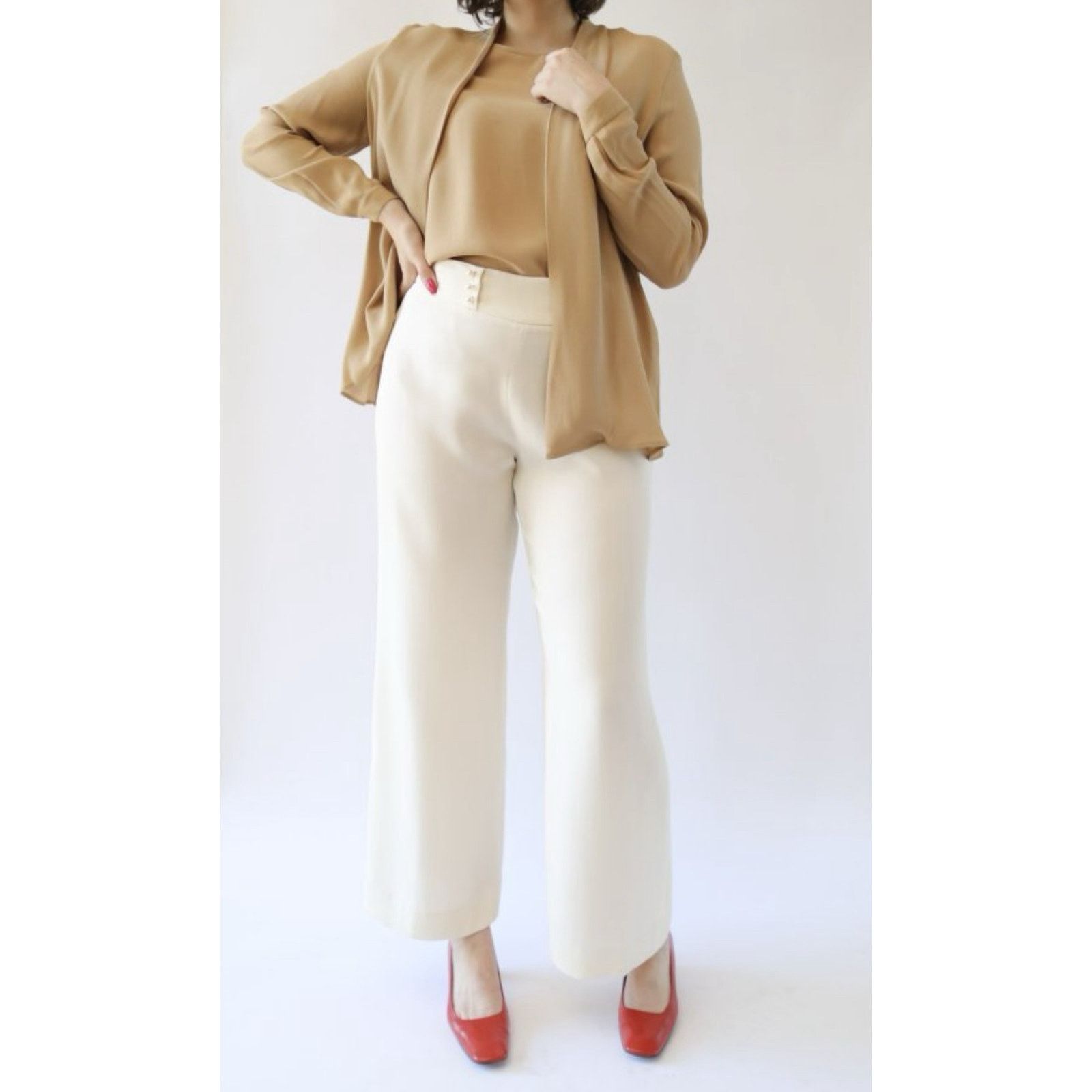 Emporio Armani Emporio Armani Nude Silk Blouse - Size 44 Size XL / US 12-14 / IT 48-50 - 8 Thumbnail