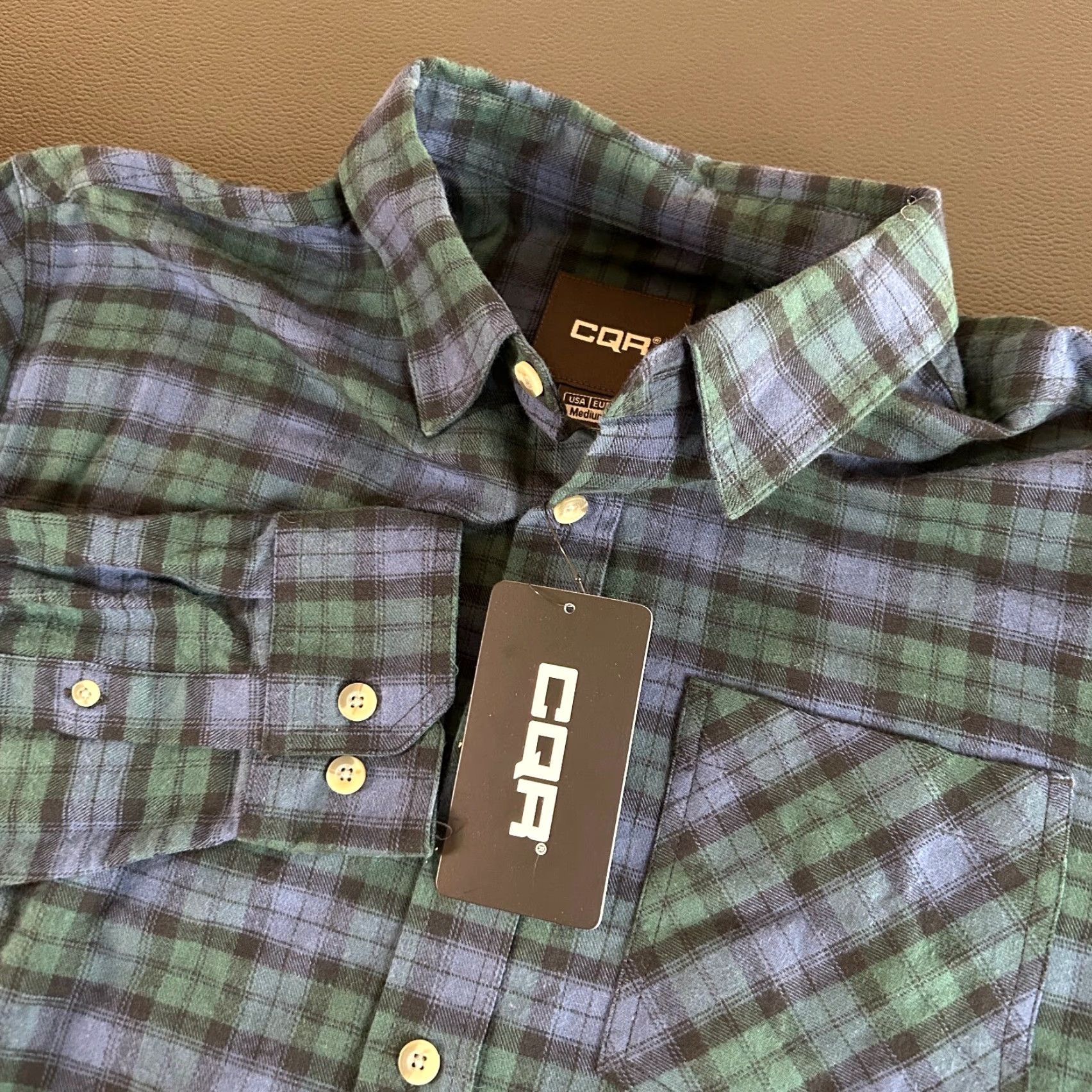 Vintage CQR Flannel Shirt Mens Medium Blue Plaid Button-Up Long Sleeve NWT Size US M / EU 48-50 / 2 - 2 Thumbnail