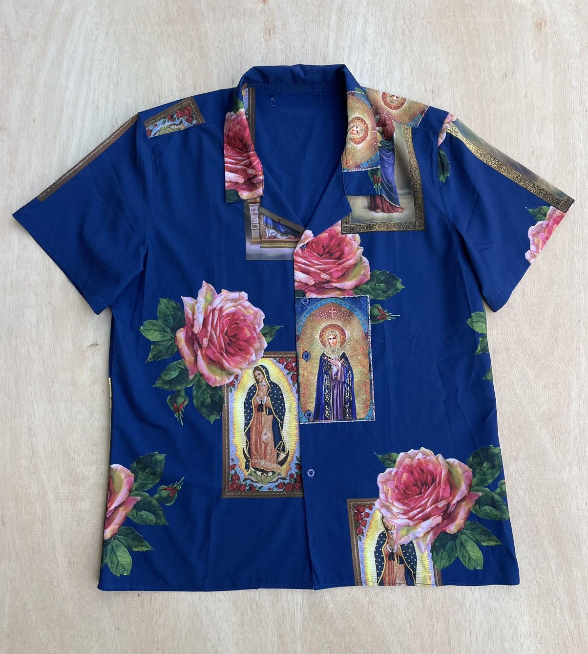 image of Civil Regime Holy Floral Shirt in Blue, Men's (Size Large)