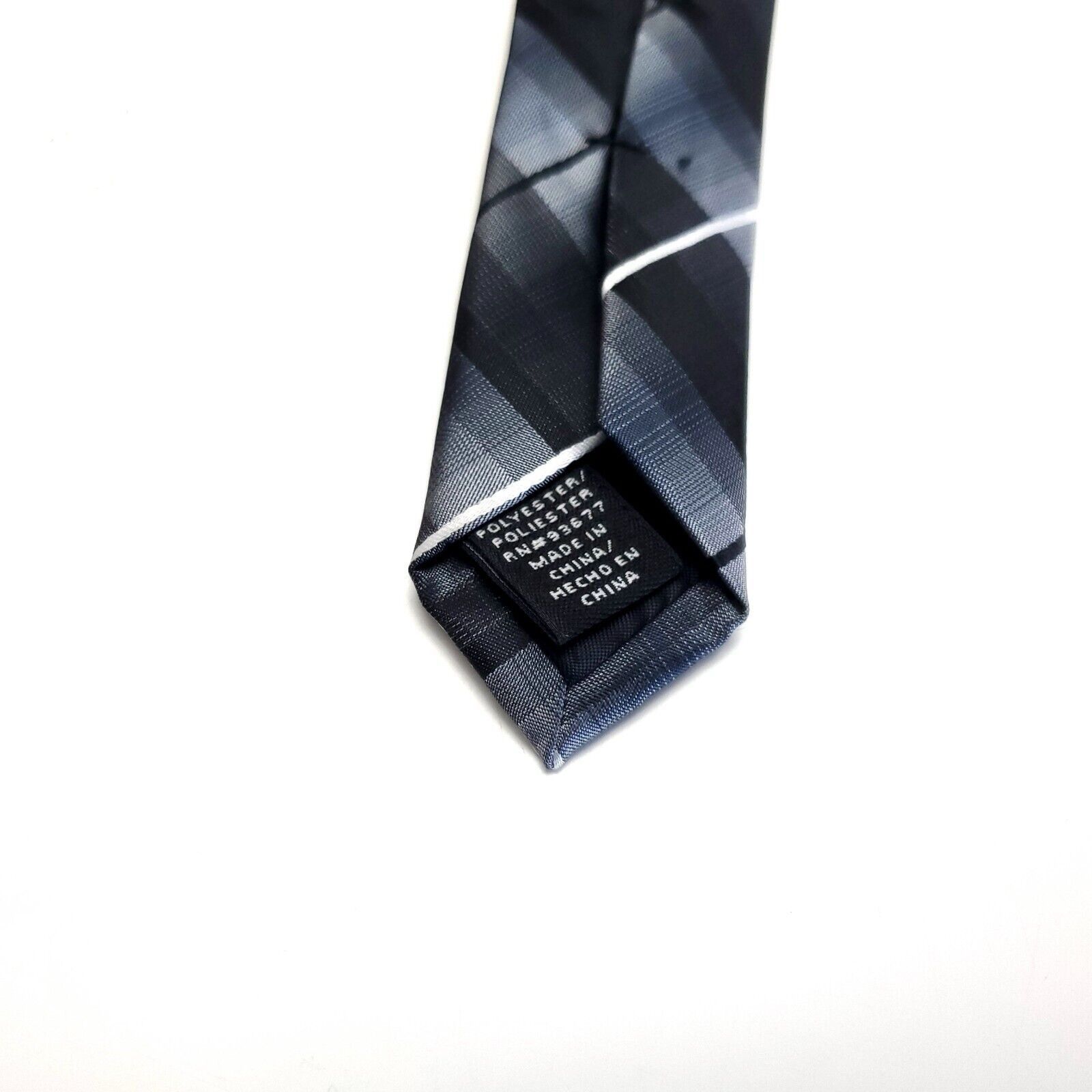 J Ferrar JF J Ferrar Gray Plaid Polyester Skinny Tie Size ONE SIZE - 4 Thumbnail
