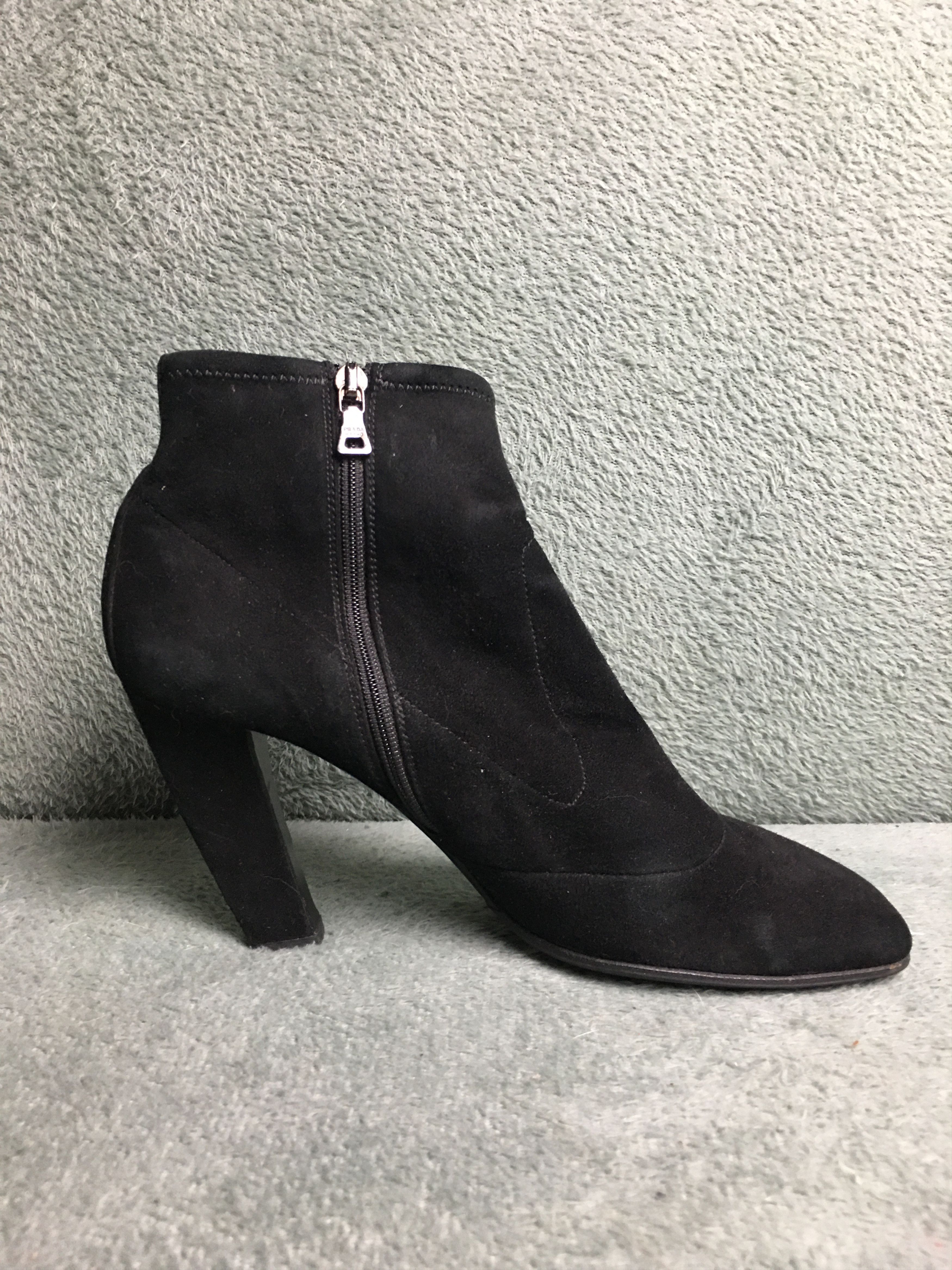 Prada Prada Suede Ankle Boots Black Heels EU 40 Size US 10 / IT 40 - 1 Thumbnail
