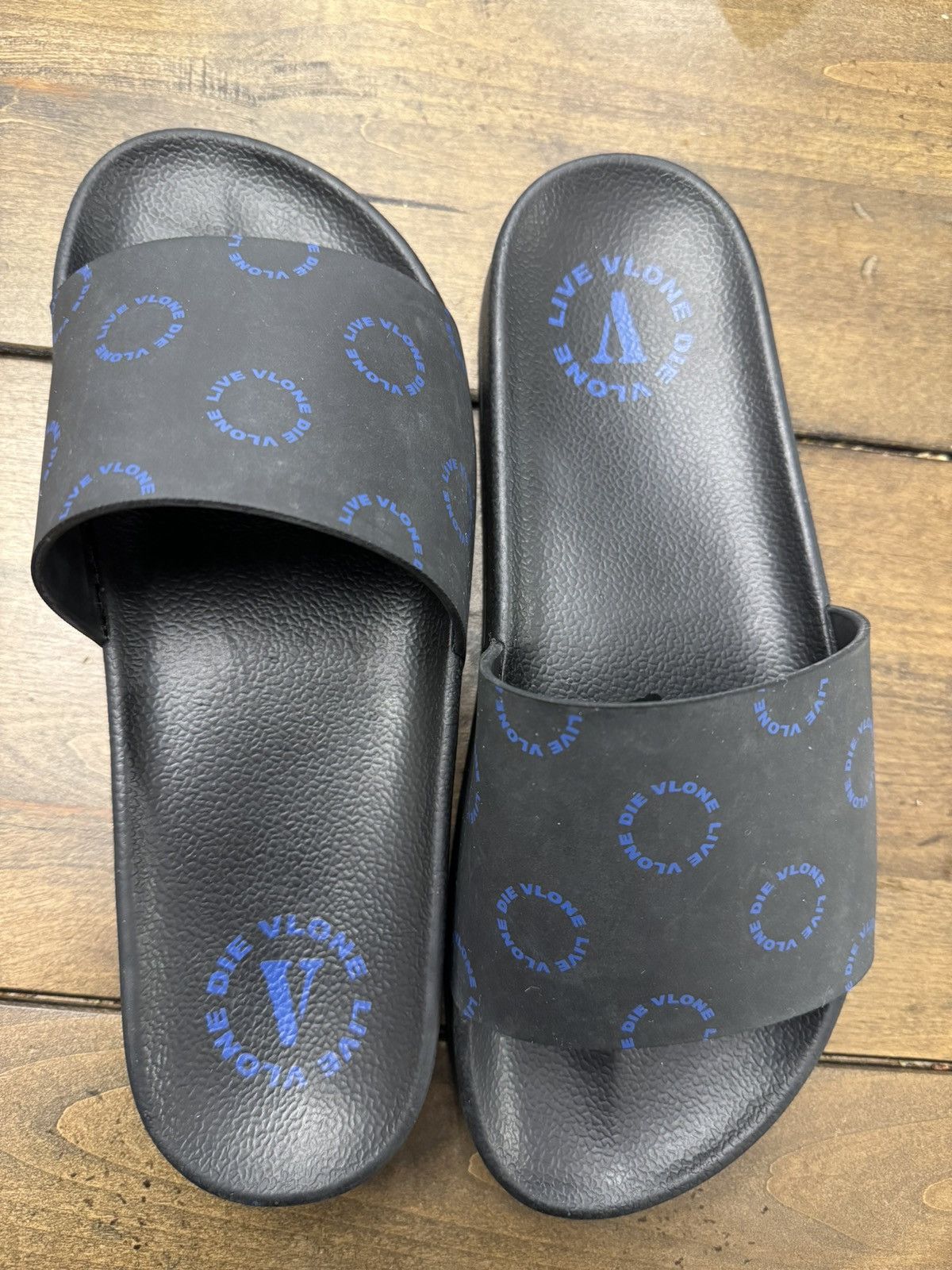 image of Vlone F & F Sandals in Black, Men's (Size 8)