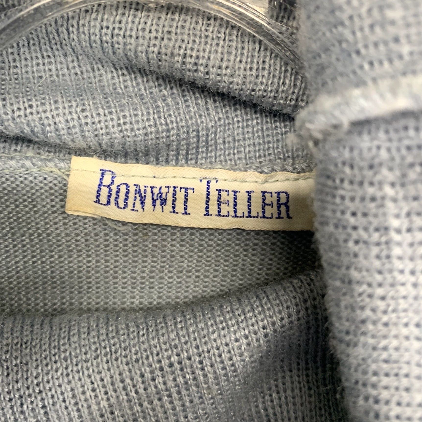 Vintage Bonwit Teller Womens XS Light Blue Pullover Long Sleeve Sweater Top Mock Neck vintage Slim Knit Solid 70s 80s Casual Party/Cocktail Womens Size XS / US 0-2 / IT 36-38 - 5 Thumbnail