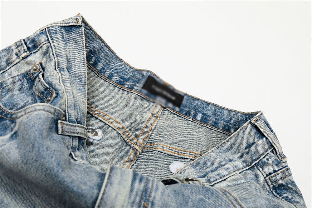Vintage Punk distressed loose wide-leg straight men's washed jeans Size US 32 / EU 48 - 3 Thumbnail