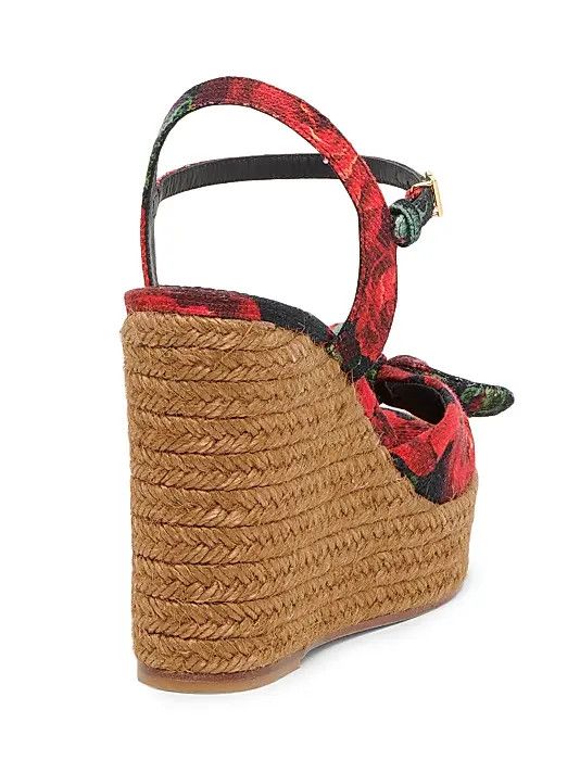 Dolce & Gabbana os11x1225 Floral Espadrille Wedge Sandals in Multicolor Size US 8 / IT 38 - 3 Thumbnail