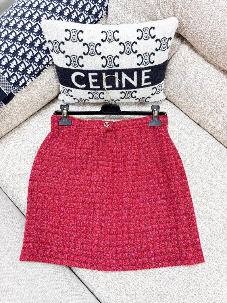 Chanel Chanel Mixed-colour plaid tweed double C gold buckle skirt Size 26" / US 2 / IT 38 - 3 Thumbnail