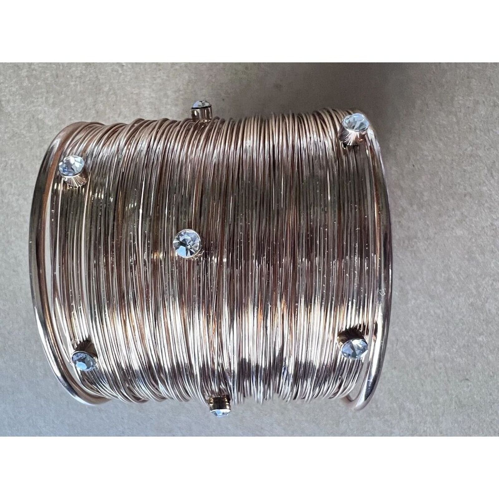 Other Gold Tone Wire Wrap Rhinestone Cuff Bracelet Bangle Size ONE SIZE - 3 Thumbnail