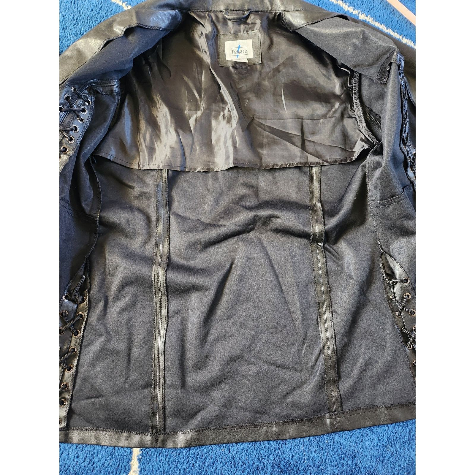 Other Beware Women's Faux Leather Lace-Up Long Jacket-XL Size XL / US 12-14 / IT 48-50 - 3 Thumbnail