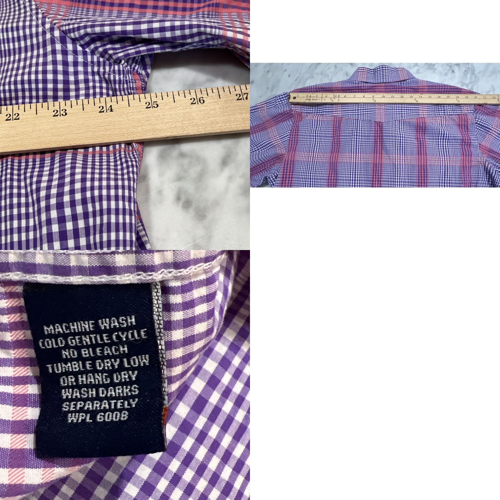 Vintage Panhandle Select Western Pearl Snap Shirt Mens XL Short Sleeve Plaid Pink Purple Size US XL / EU 56 / 4 - 8 Thumbnail