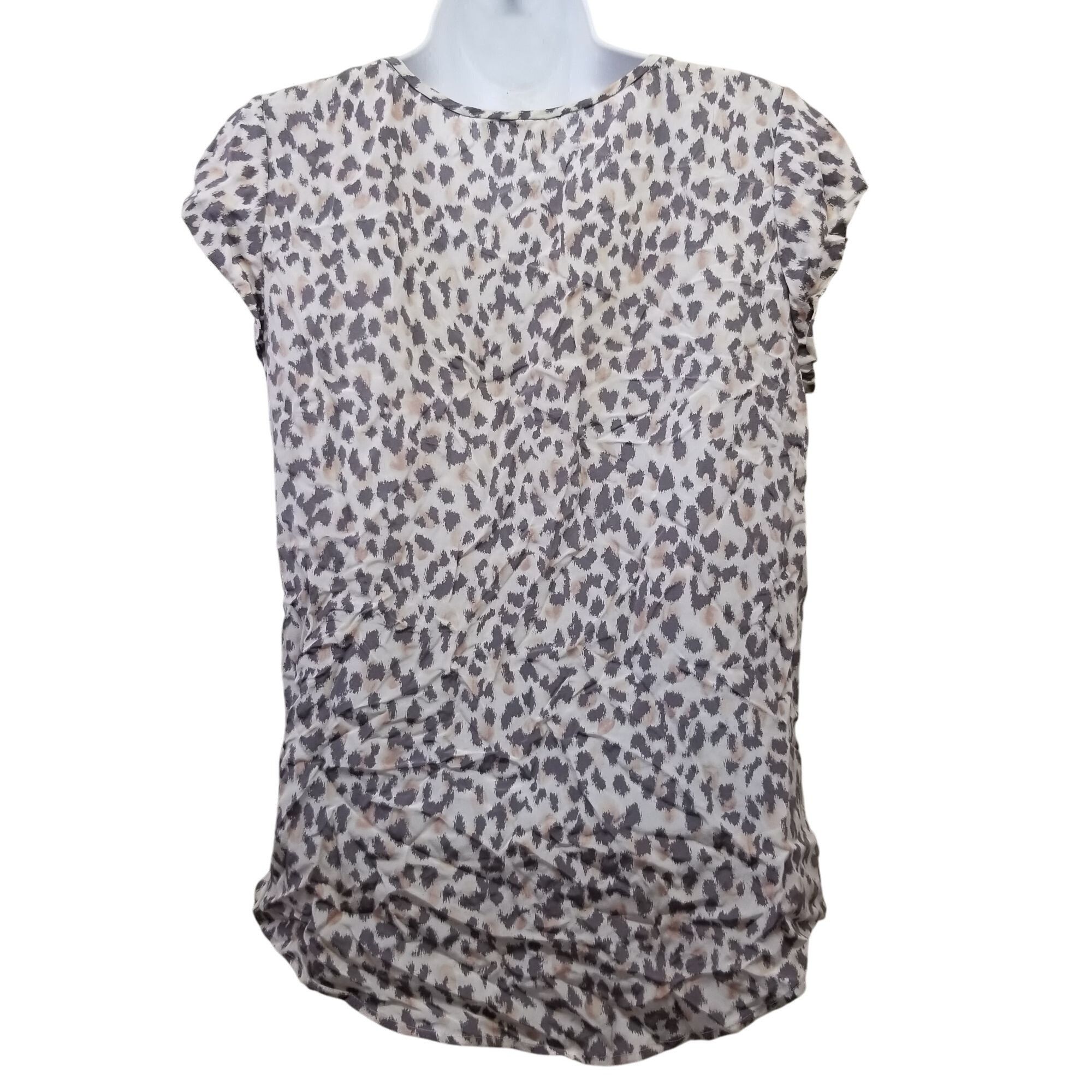 Joie Joie XS IVA Top Animal Print Silk Blouse Button Down Cap Sle Size XS / US 0-2 / IT 36-38 - 6 Thumbnail