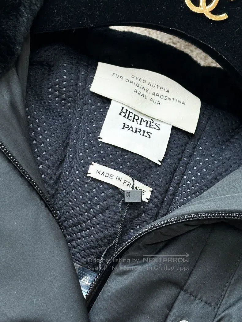 Hermes Hermes Black fur collar long-sleeve jacket top Size XXS / US 00 / IT 34 - 3 Thumbnail