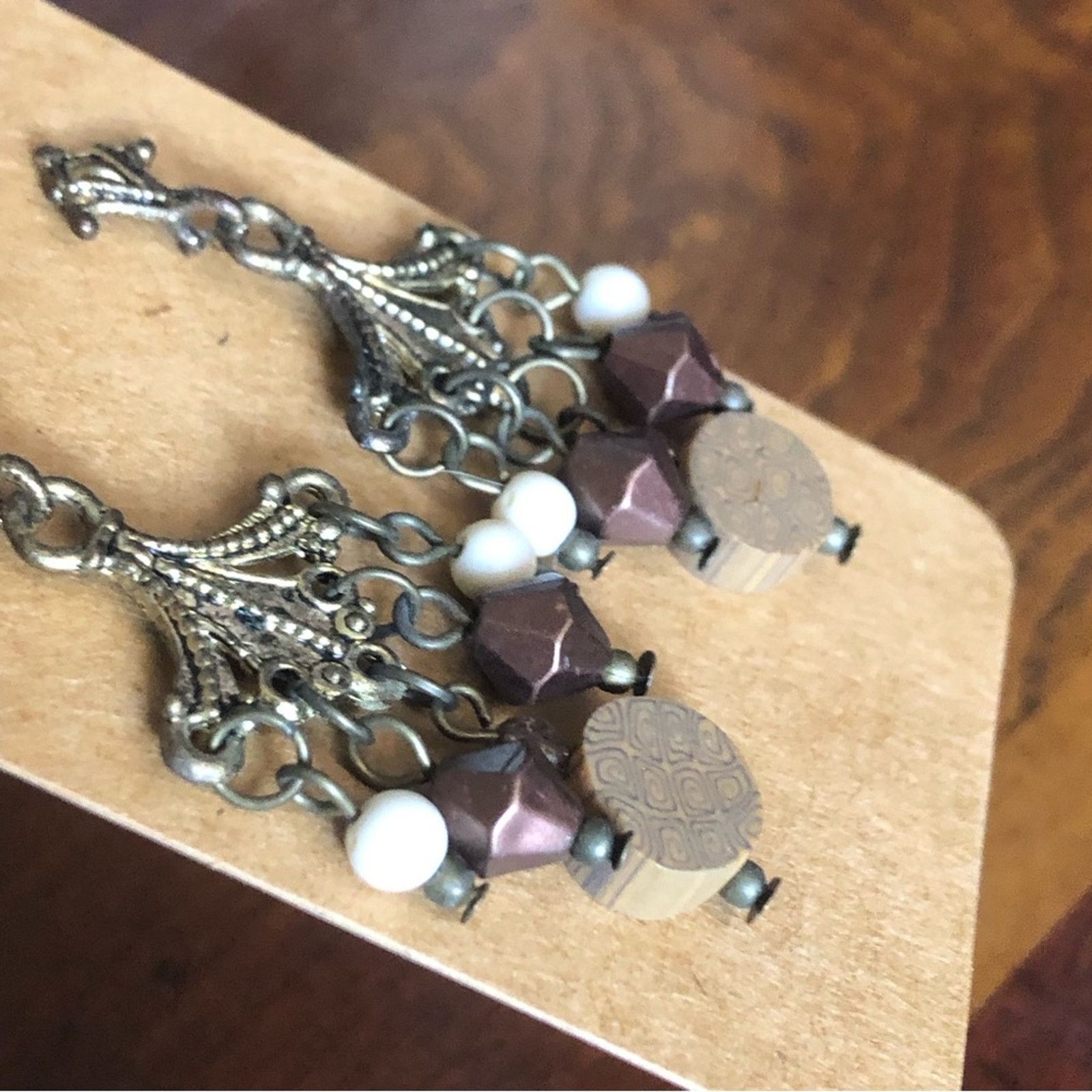 Vintage Vintage brass beaded dangle pierced earrings Size ONE SIZE - 3 Thumbnail