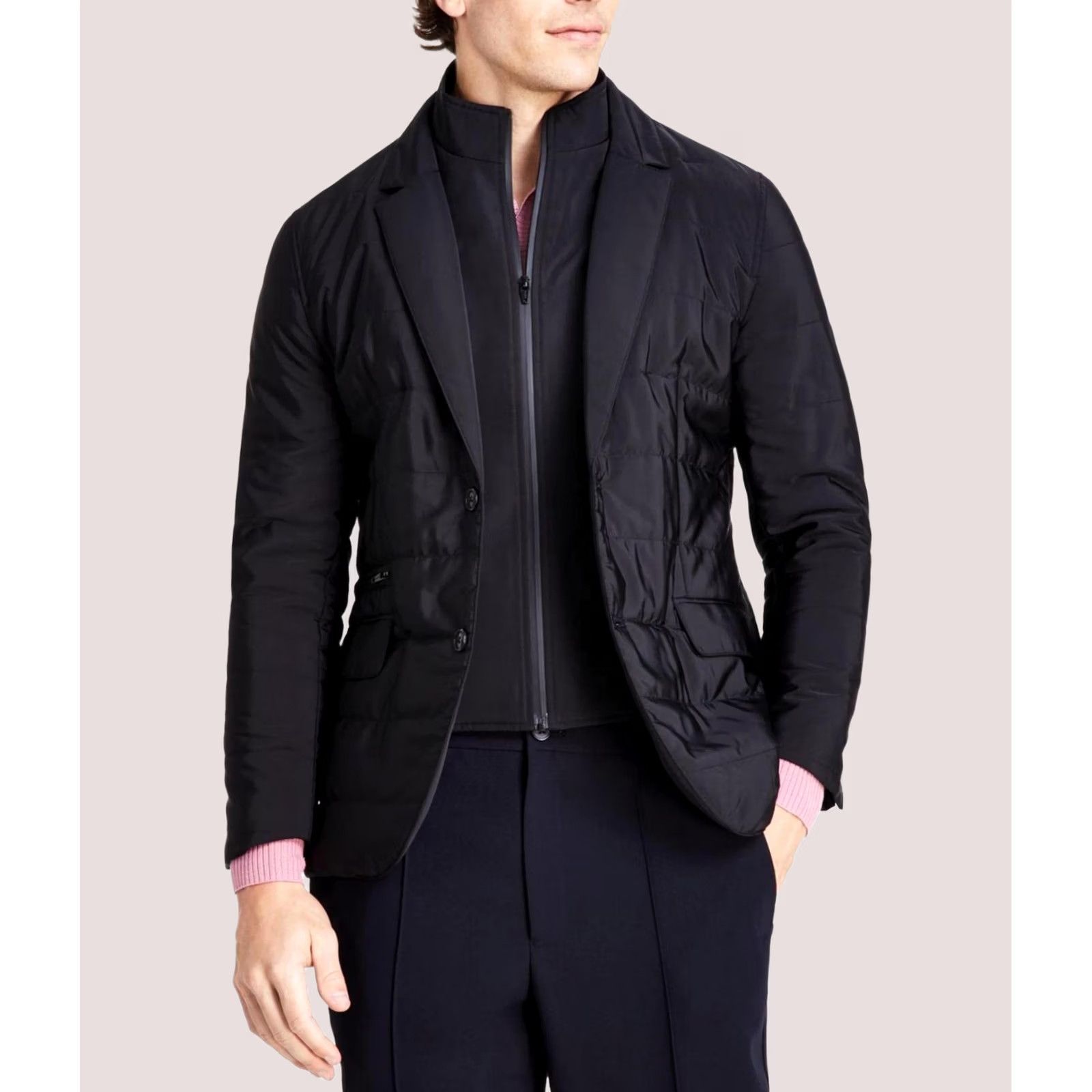 Alfani Alfani Blazer Removable Zip Bib Quilted Jacket, black, XL Mens Size 46R - 1 Thumbnail