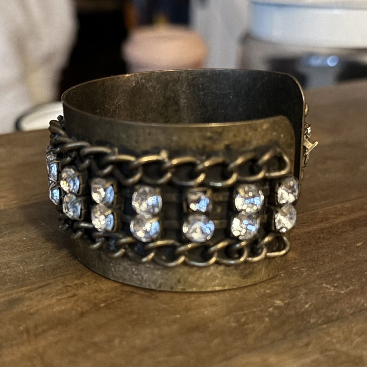 Other Chunky bronze chains and rhinestones cuff bangle bracelet Size ONE SIZE - 6 Thumbnail