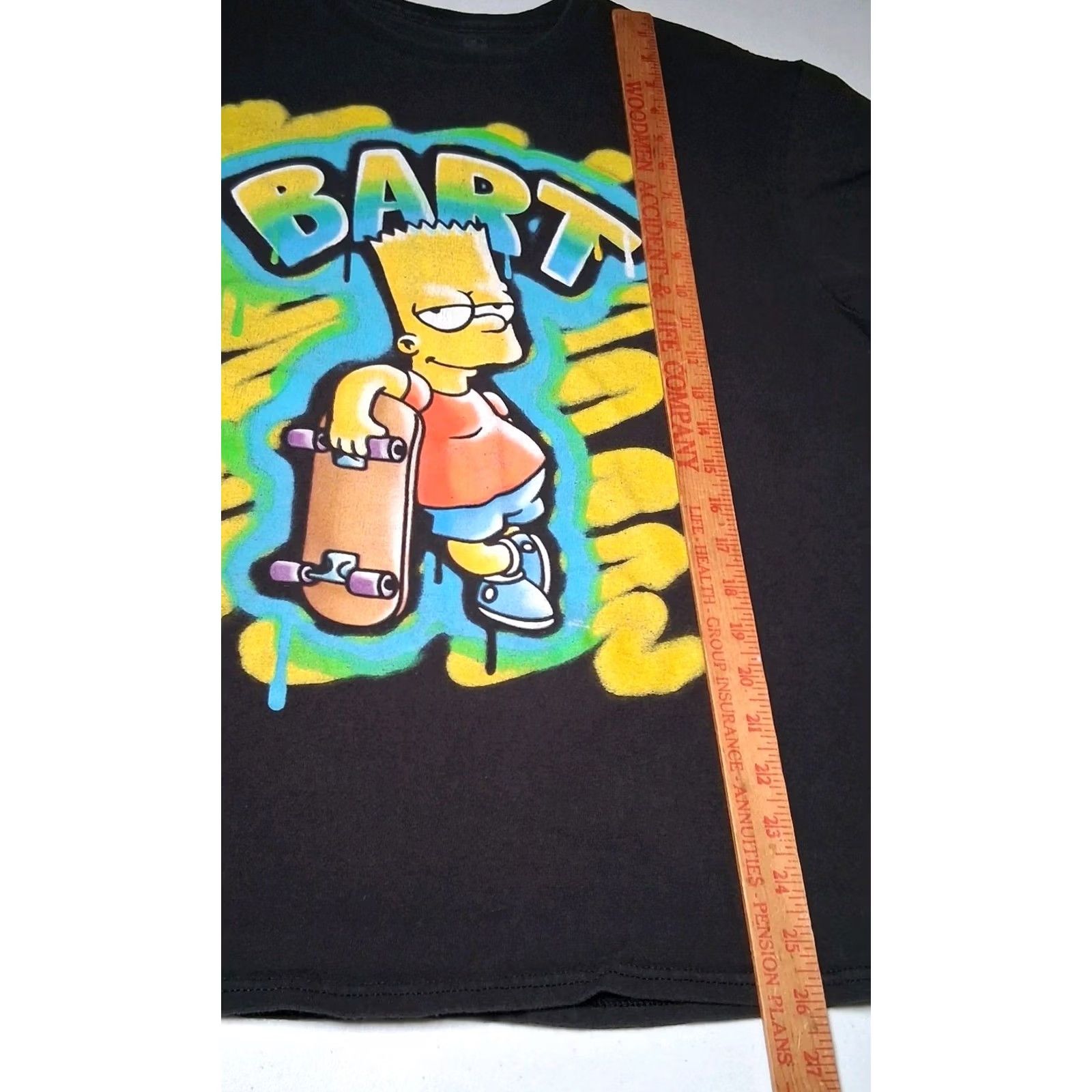 Vintage The Simpsons Bart Simpson Shirt Large Graphic Skateboard TV Show Cartoon Men L Black Cotton Blend Knit Crew Neck Short Sleeve Graphic Size US L / EU 52-54 / 3 - 6 Thumbnail