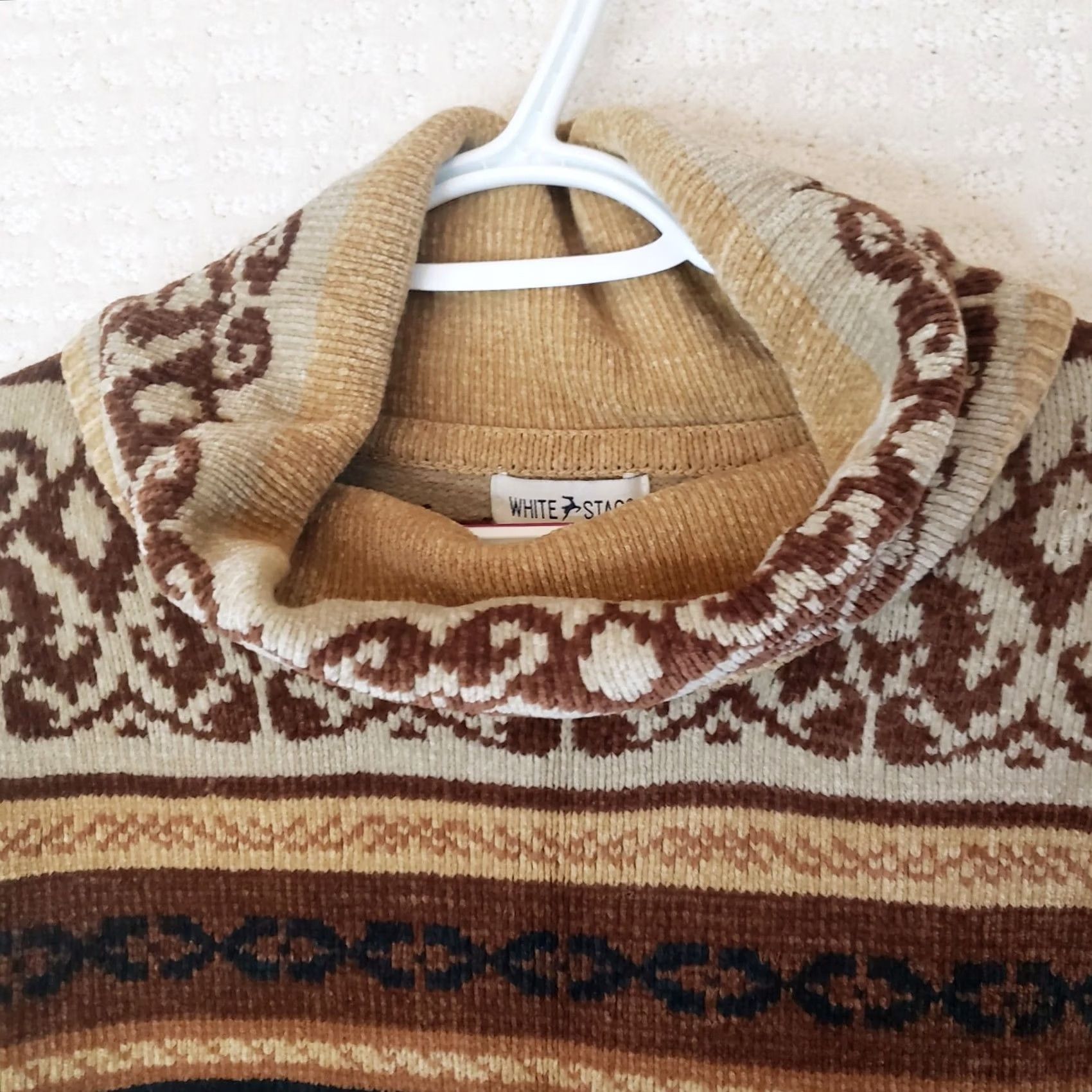 Vintage VINTAGE White Stag Womens XL Sweater Brown Aztec Southwest Boho Cowl N. Fringe Size XL / US 12-14 / IT 48-50 - 4 Thumbnail