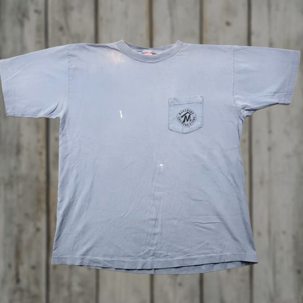 Marlboro 90s Marlboro Cowboy Boots Shirt - XL Blue Cotton Graphic Tee - Original Condition Size US XL / EU 56 / 4 - 1 Thumbnail