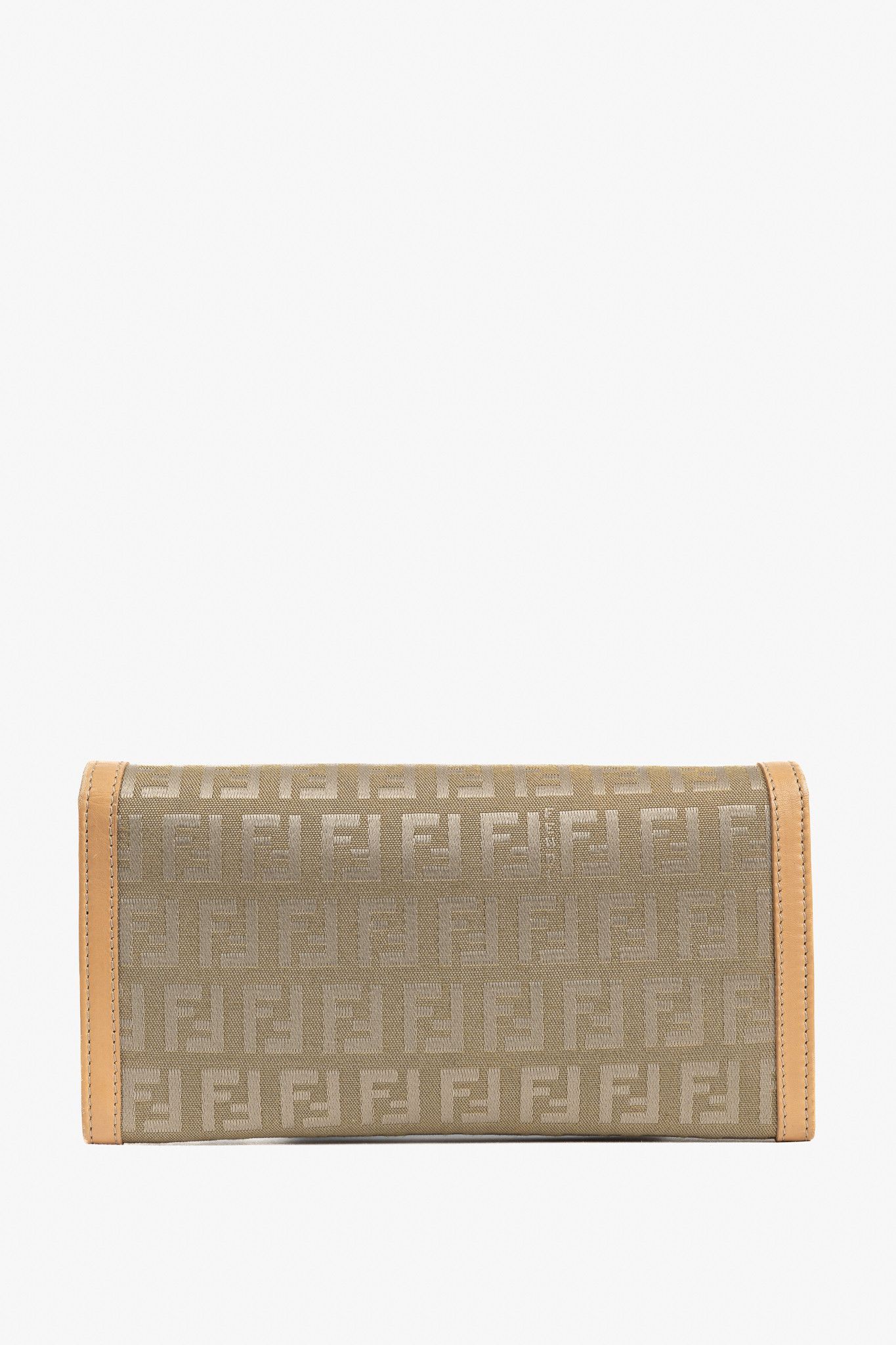 Fendi Fendi Beige FF Zucca Long Wallet Size ONE SIZE - 4 Thumbnail