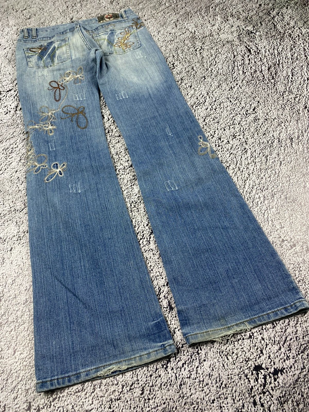 Vintage Vintage Y2K 00s flared faded lowrise jeans streetwear style Size 27" / US 4 / IT 40 - 3 Thumbnail