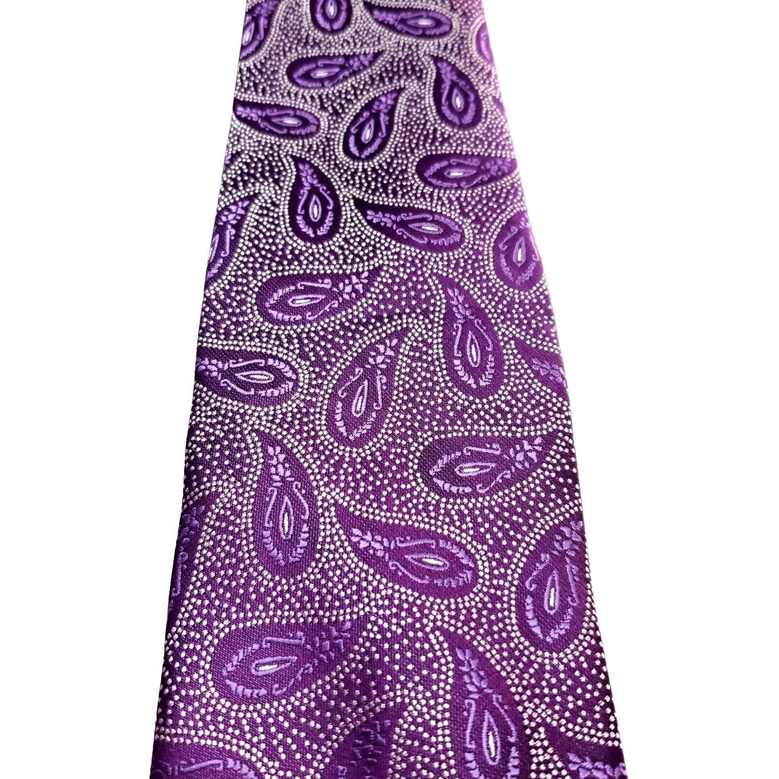 Designer St. Patrick Purple Silk Tie Woven Paisley Size ONE SIZE - 2 Thumbnail