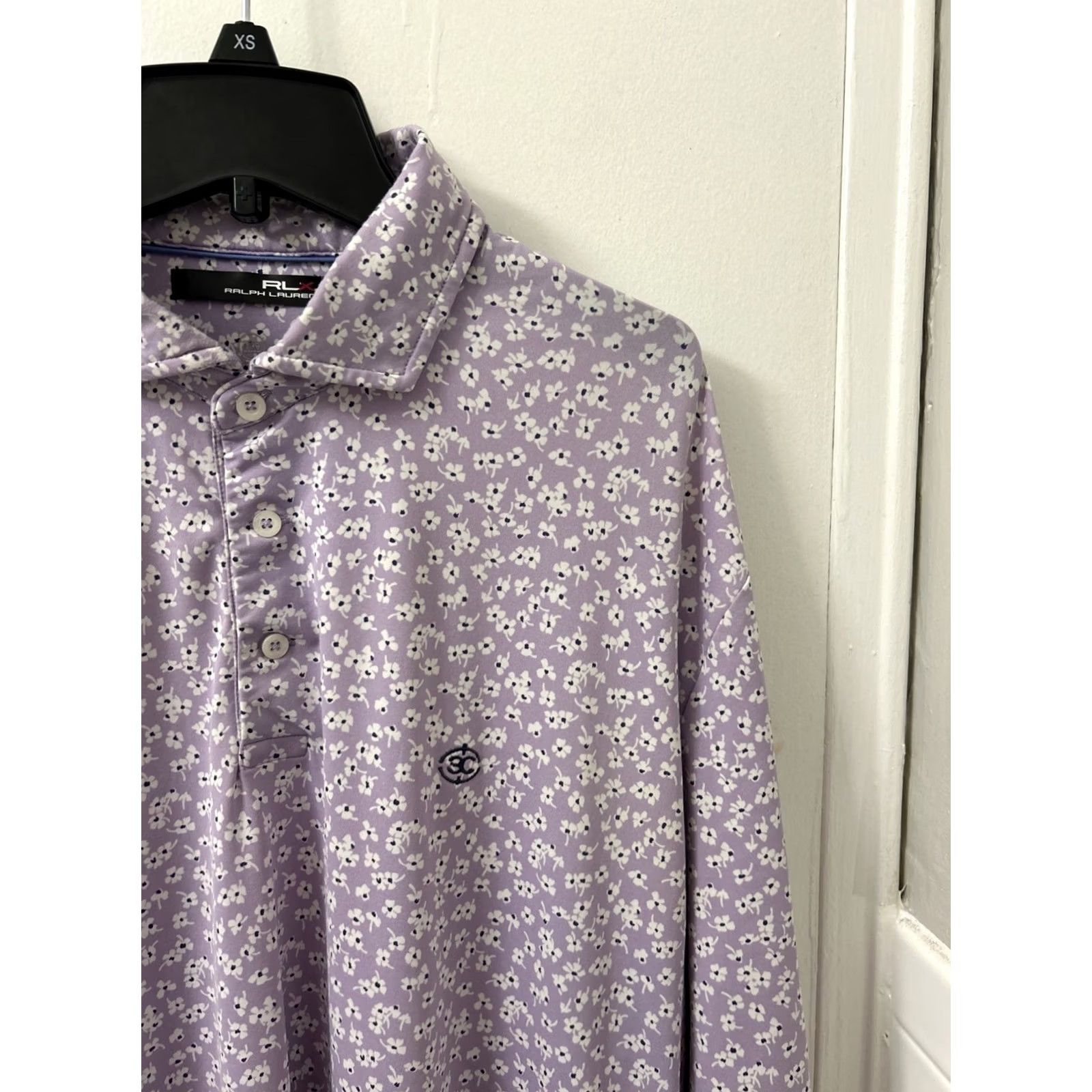 RLX Ralph Lauren RLX Ralph Lauren Polo Shirt Mens Large Purple Floral Wicking Short Sleeve Polo Golf Logo Size US L / EU 52-54 / 3 - 4 Thumbnail