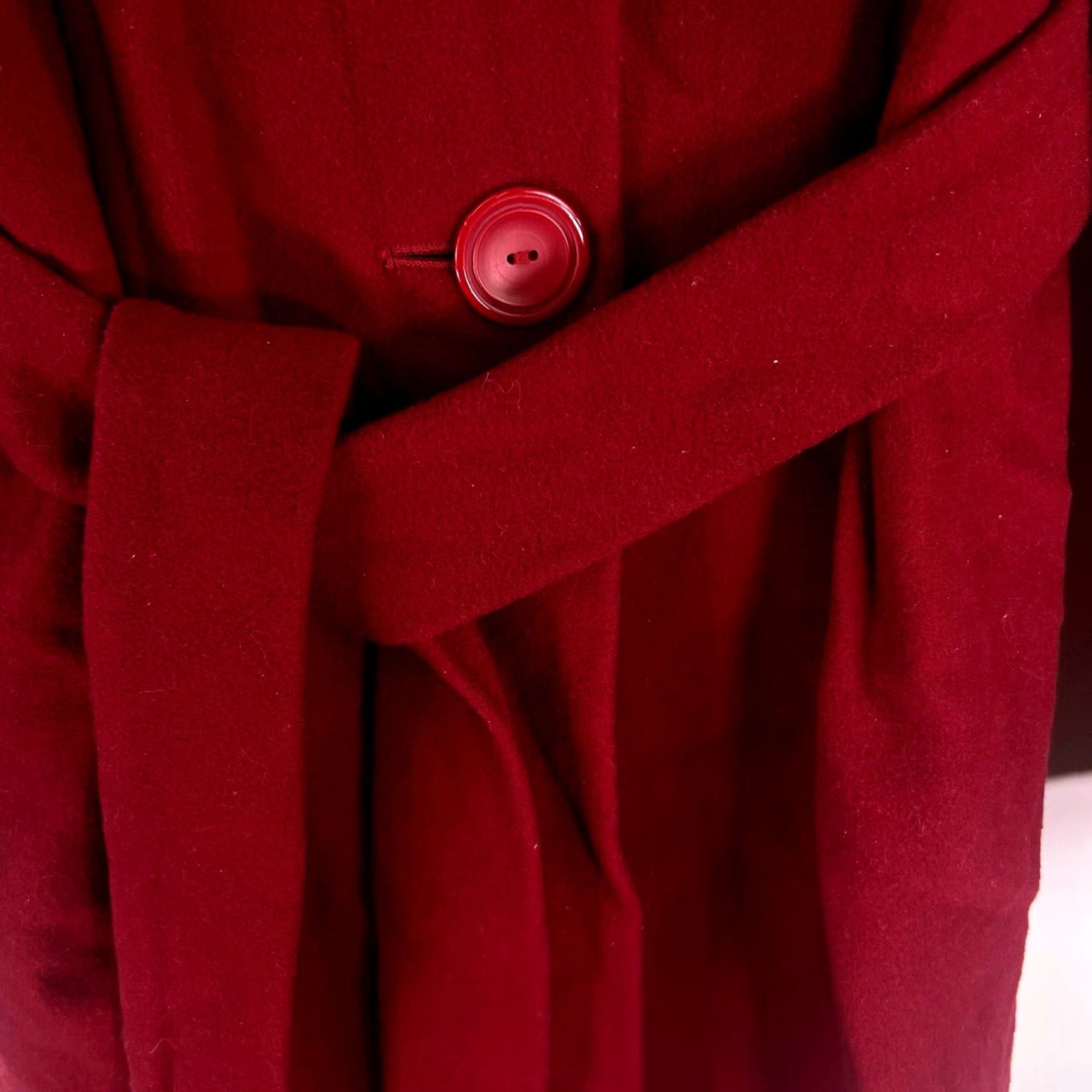 Mackintosh VINTAGE Mackintosh Wool Blend Overcoat Womens XL Long Red Fall Winter 90s Classic Leather Accents Size XL / US 12-14 / IT 48-50 - 3 Thumbnail