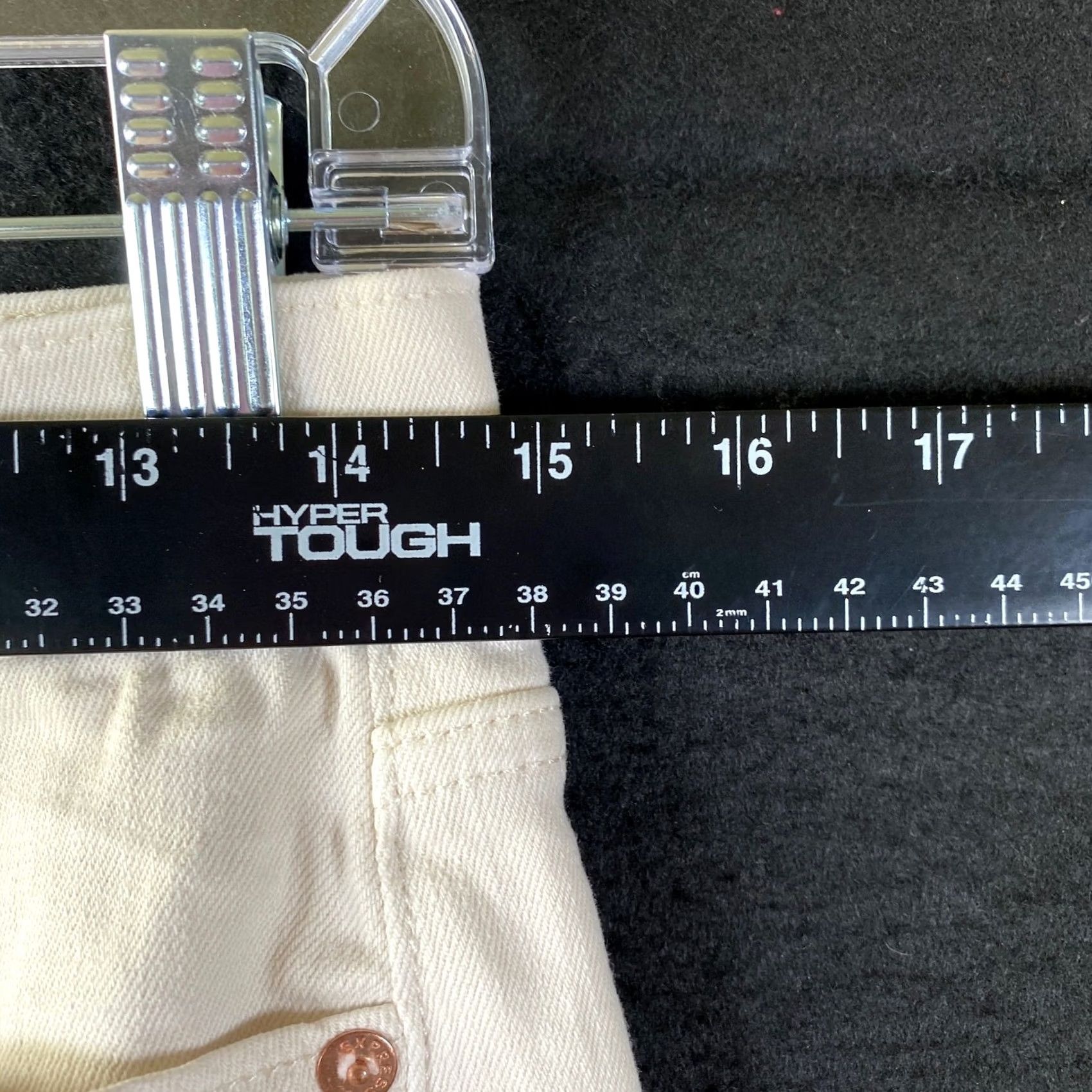 Express Express Womens Jeans Cream Denim Super High Rise Straight Leg Fringe Stretch 8 Size 30" / US 8 / IT 44 - 4 Thumbnail