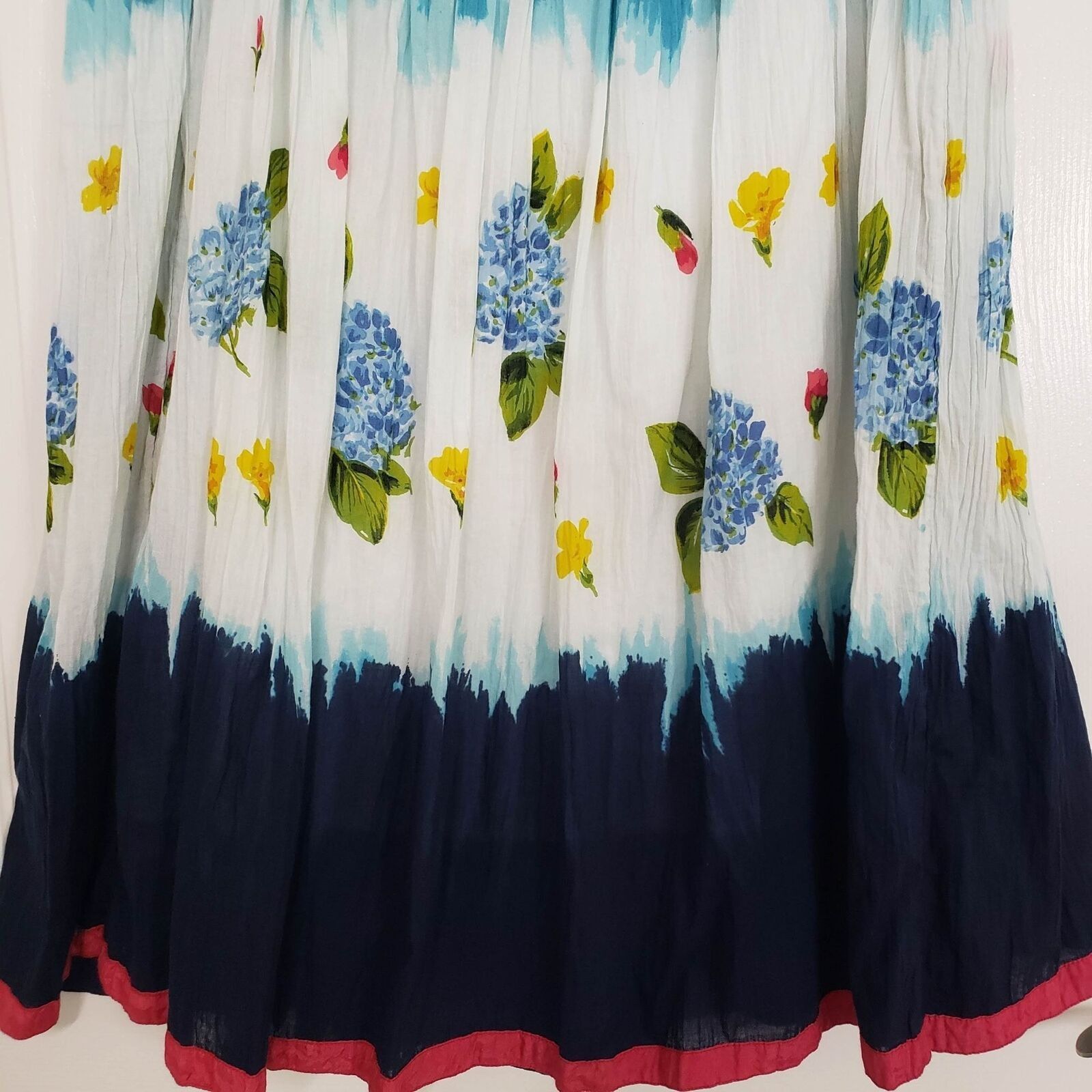 Designer Chaudry Midi Skirt Womens Size Medium Blue Floral Boho Light Size 32" / US 10 / IT 46 - 4 Thumbnail