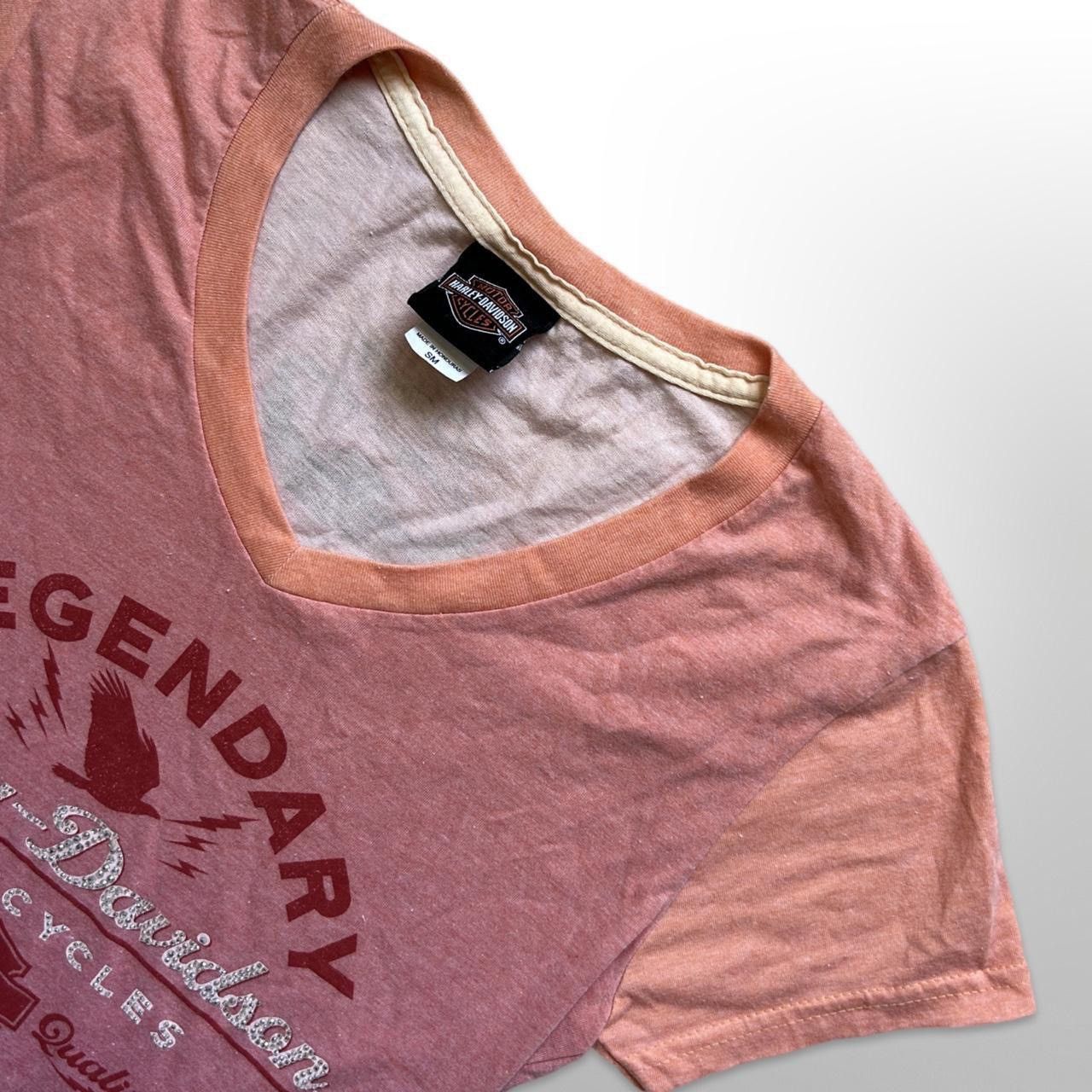 Harley Davidson × Vintage Vintage Harkey Davidson Women’s V-Neck Tee Pink Gradient Size S / US 4 / IT 40 - 5 Thumbnail