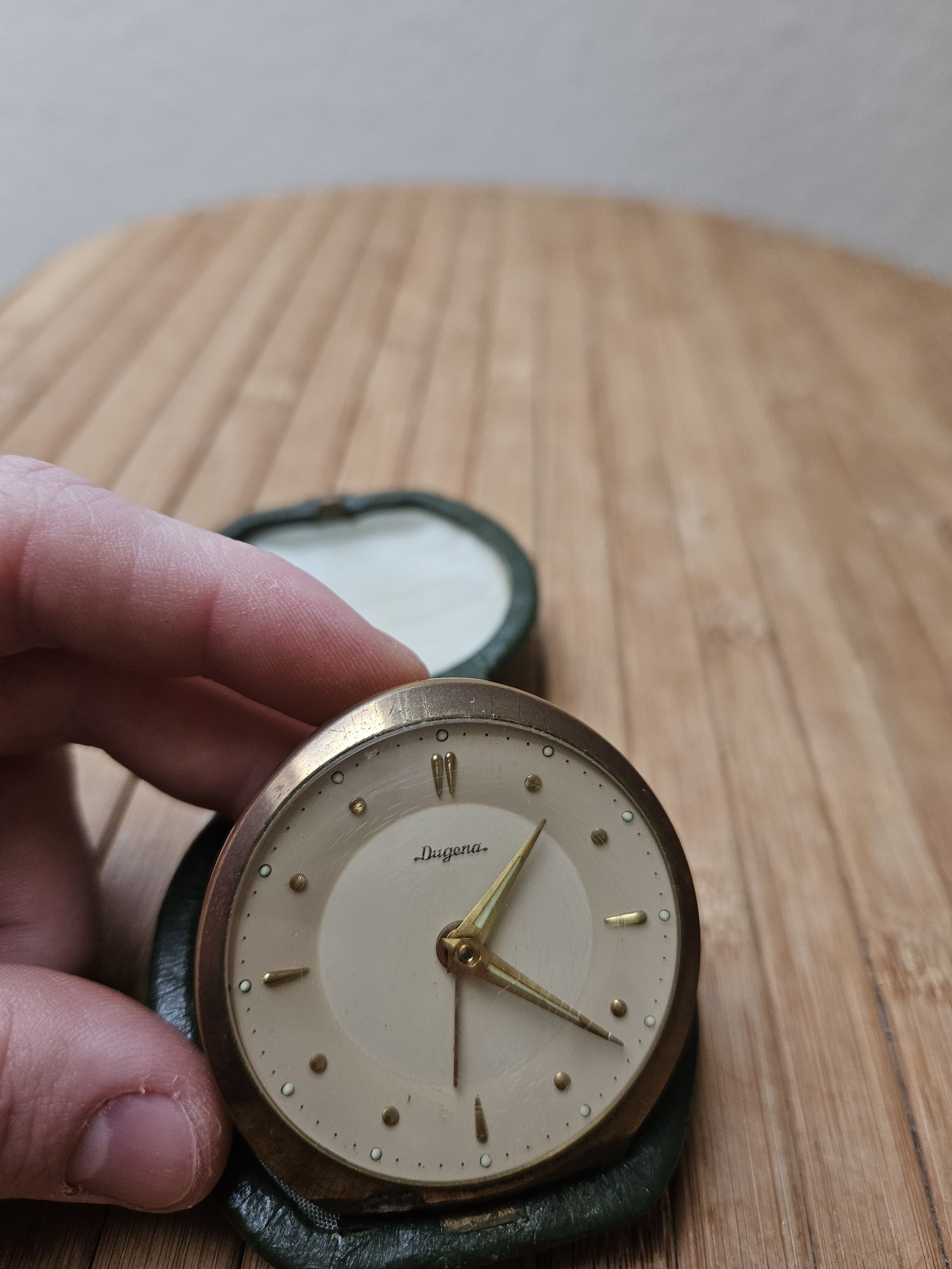 Vintage Vintage Dugena Case ostrich leather Clock travel Size ONE SIZE - 13 Thumbnail