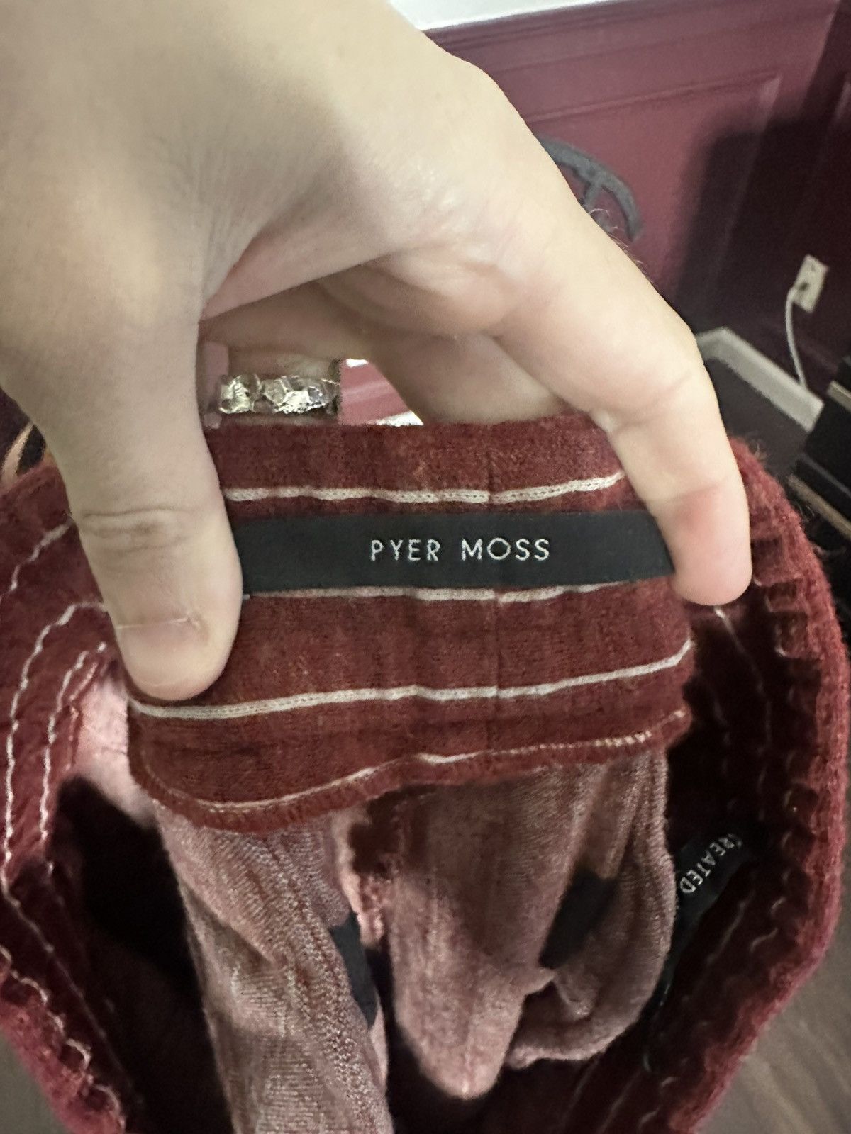 Pyer Moss RUNWAY striped wool mohair knit cropped sweatpants Size US 30 / EU 46 - 9 Thumbnail
