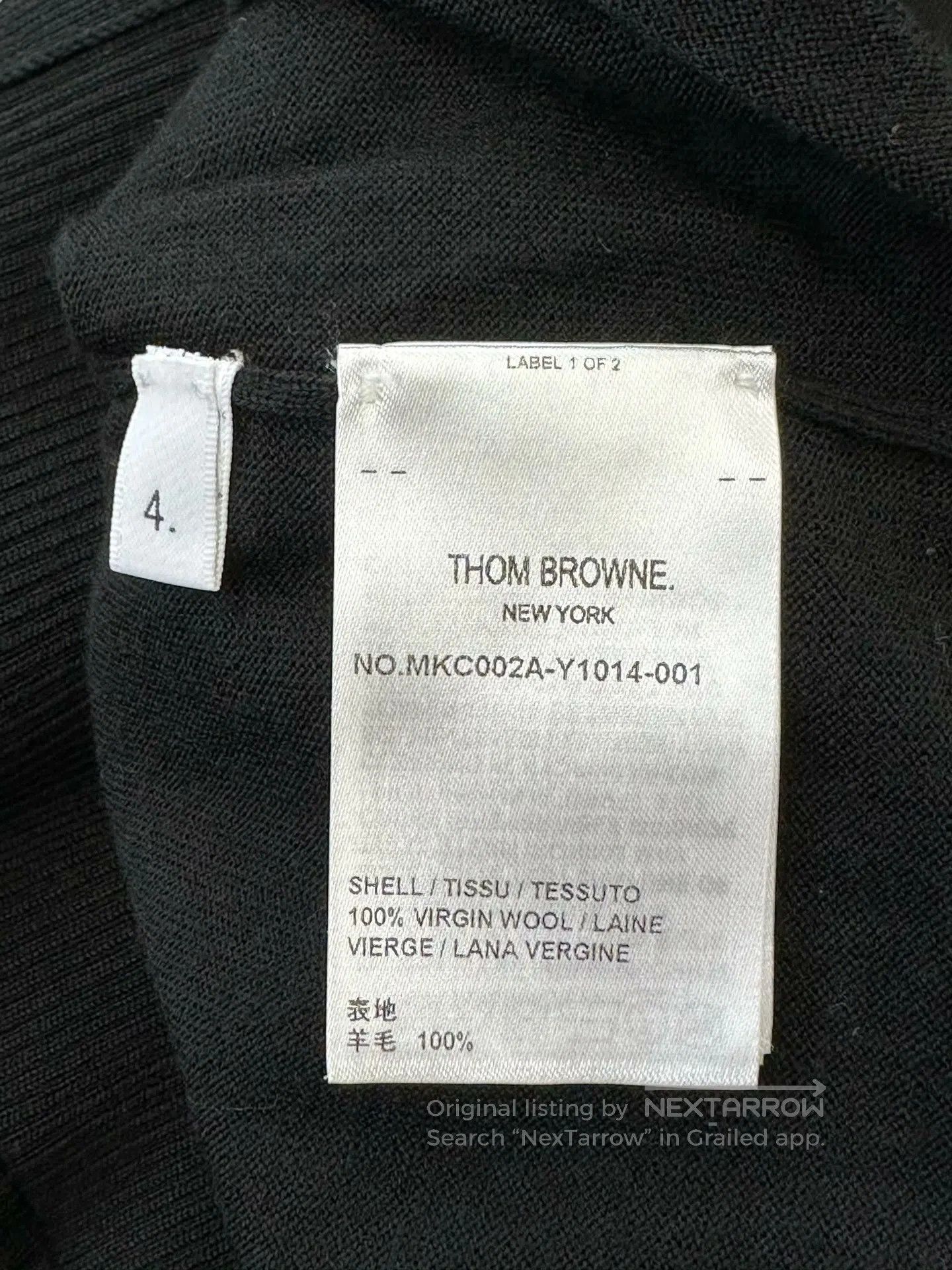 Thom Browne Thom Browne Black Four-Stripe Wool Cardigan| Size US XL / EU 56 / 4 - 4 Thumbnail