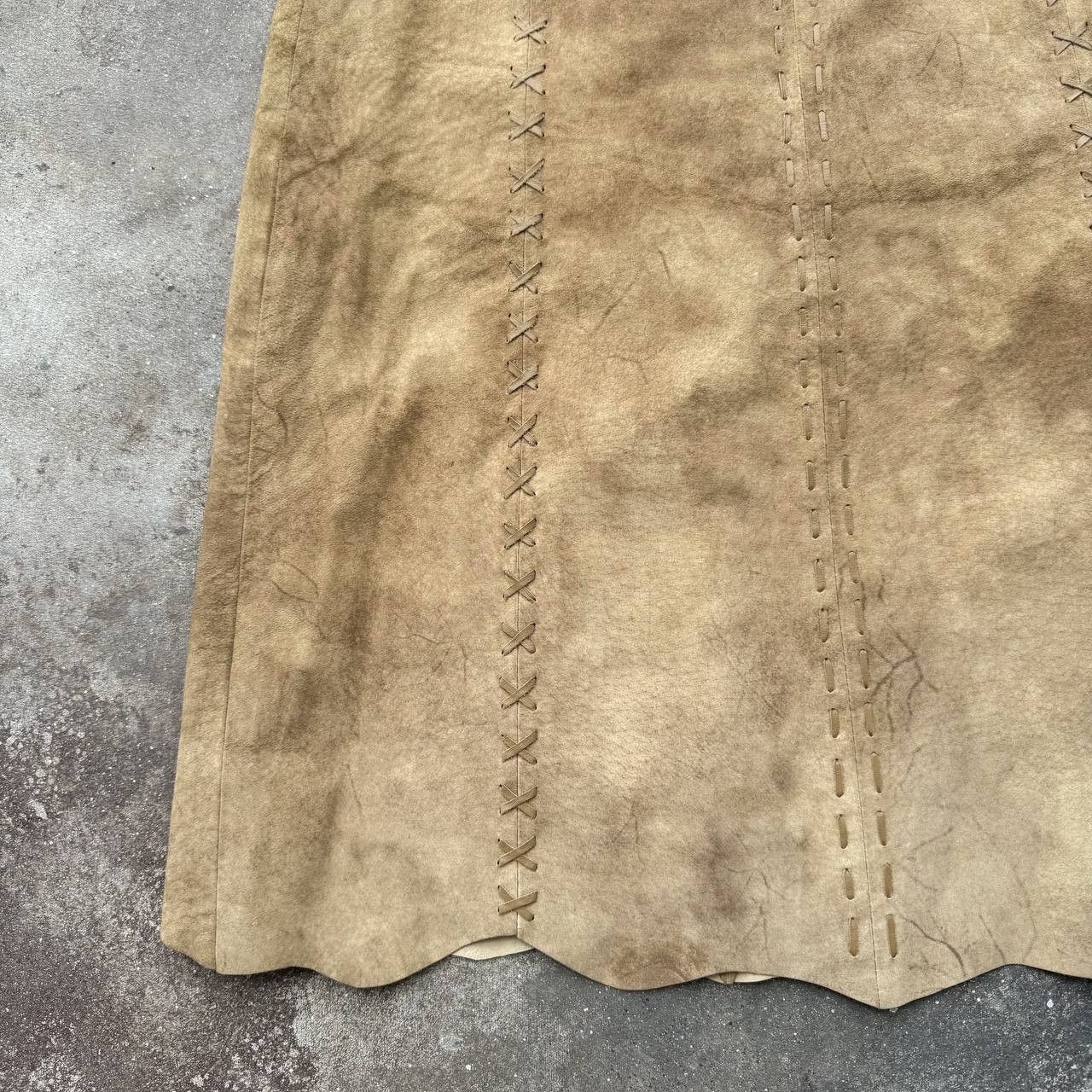 Hysteric Glamour × Vintage Morgan De Toi Vintage 2000's Y2K Suede Leather Midi Skirt Size 29" - 6 Thumbnail